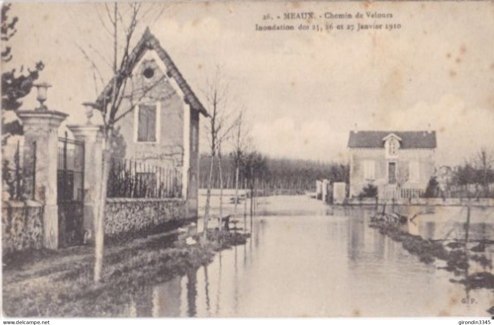 MEAUX Inondations 25-26 Et 27 Janvier 1910 Chemin De Velours - Meaux