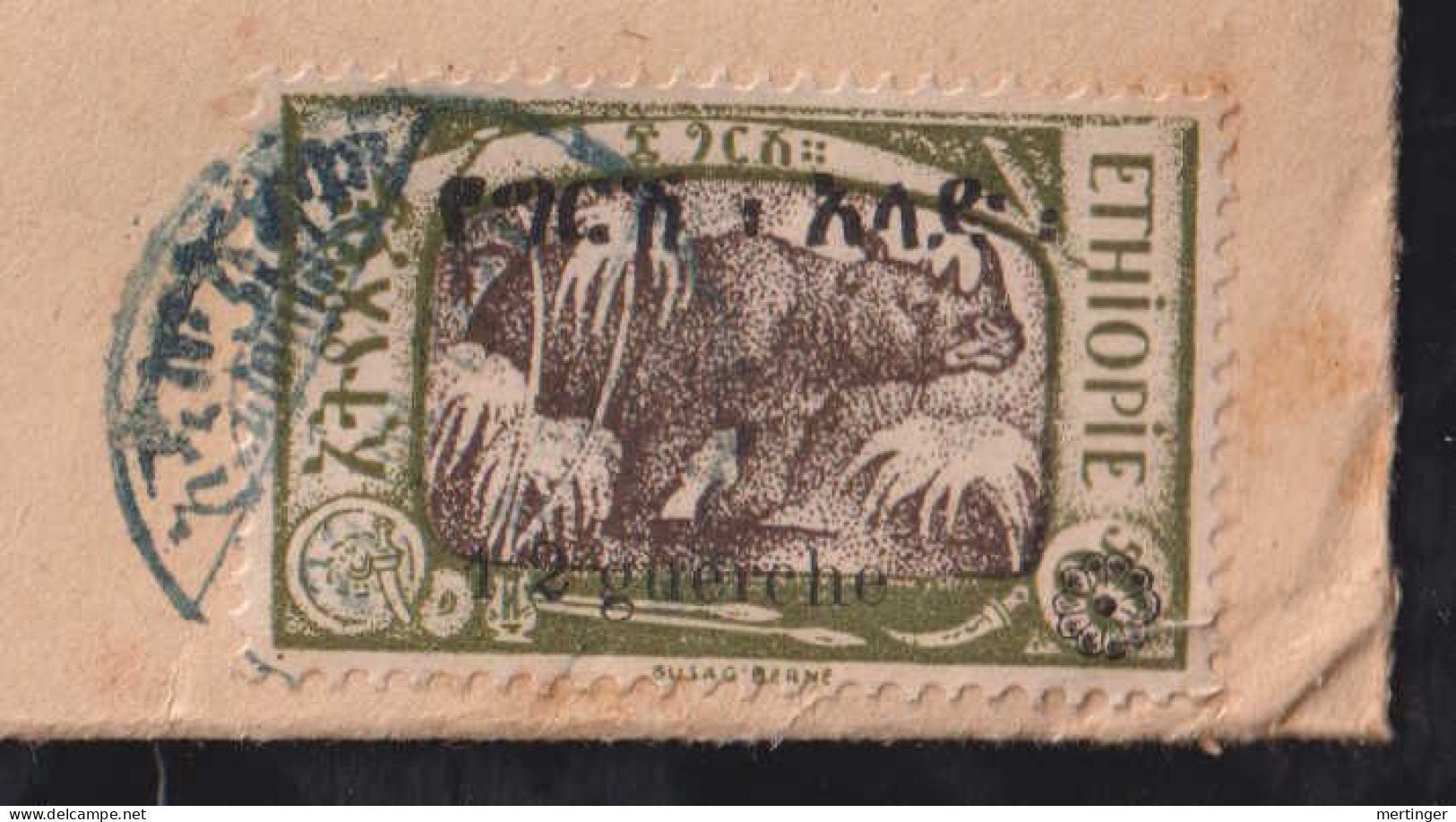 Ethiopia 1927 Printed Matter ½G Overprint Stamp ADDIS ABABA X SAO PAULO Brasil - Ethiopie