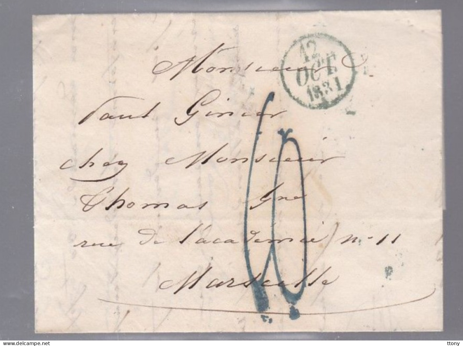 Lettre Dite Précurseurs   Sur  Lettre  Départ Paris  Dateur A 12 Octobre 1831 Destination Marseille - 1801-1848: Precursors XIX