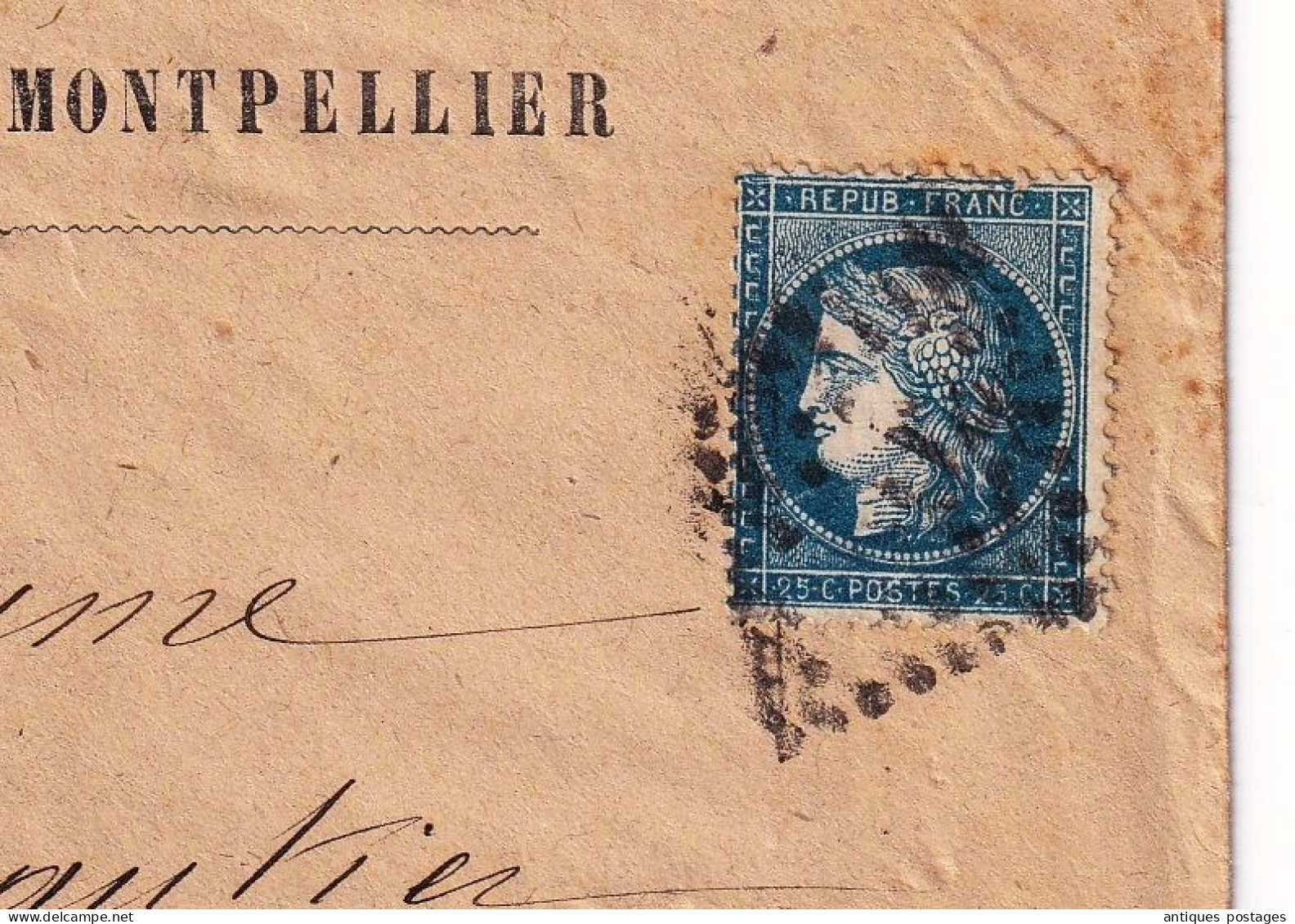 Lettre 1872 Montpellier Hérault Bardon & Fils Bijouterie Joillerie Orfévrerie Carcassonne Aude - 1871-1875 Cérès