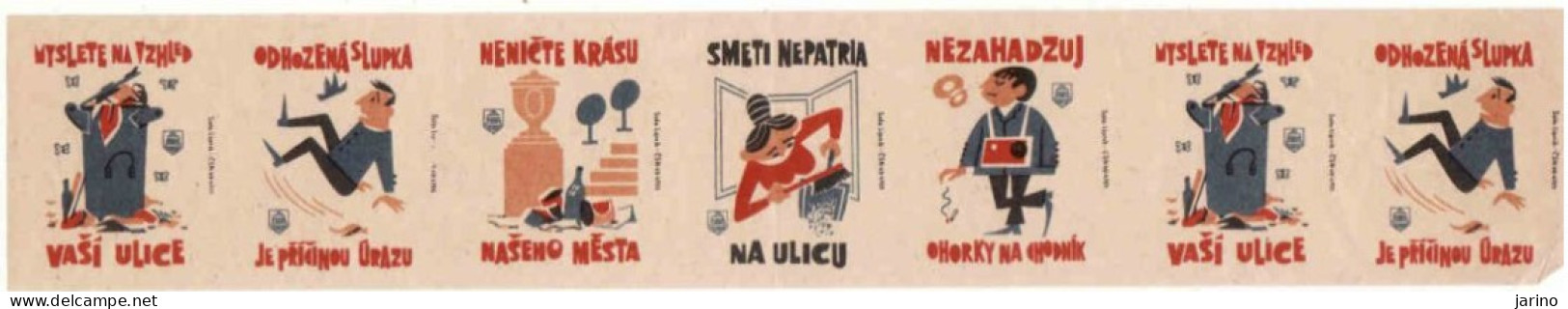 Czech Republic, 7 X Matchbox Labels, Concern For The Cleanliness Of The City - Luciferdozen - Etiketten