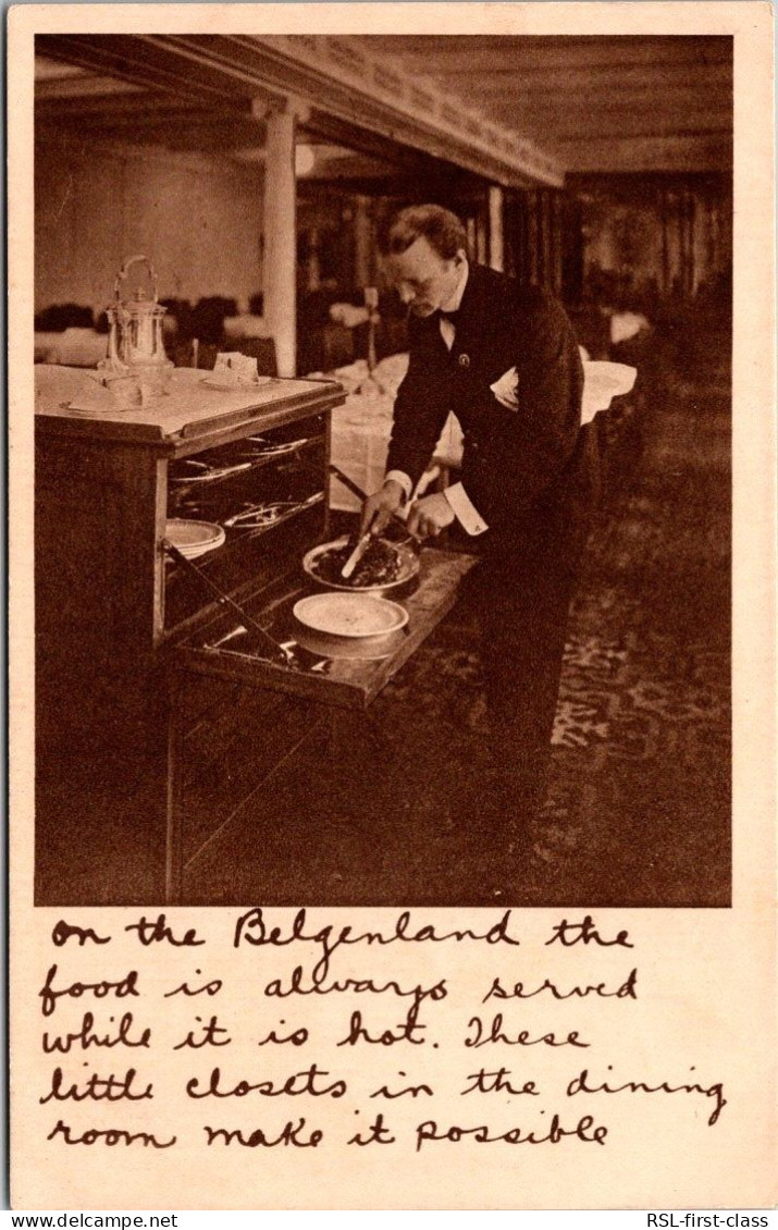 RED STAR LINE : On-board S.S. Belgenland - Serving Food In The Dining Room (from Serie Interior Photos) - Steamers