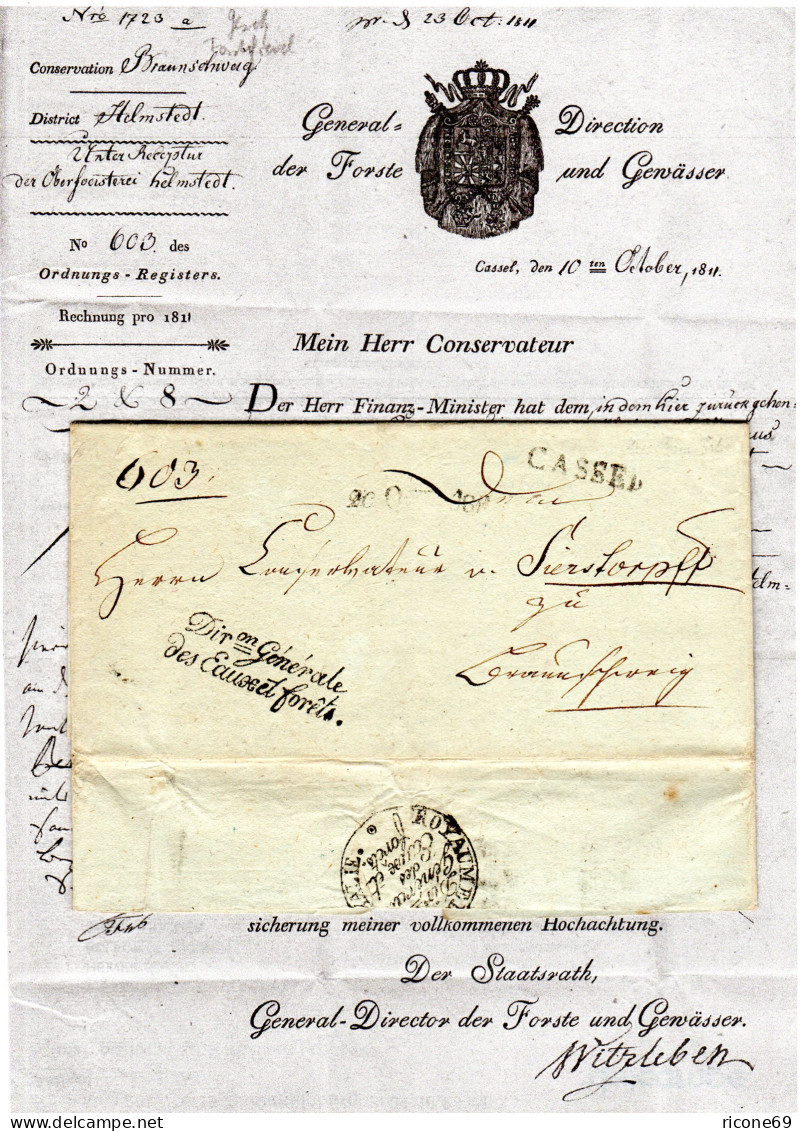 Taxis 1811, L1 Cassel Auf Gau Helmstedt Forst Dienstbrief N. Braunschweig - Precursores