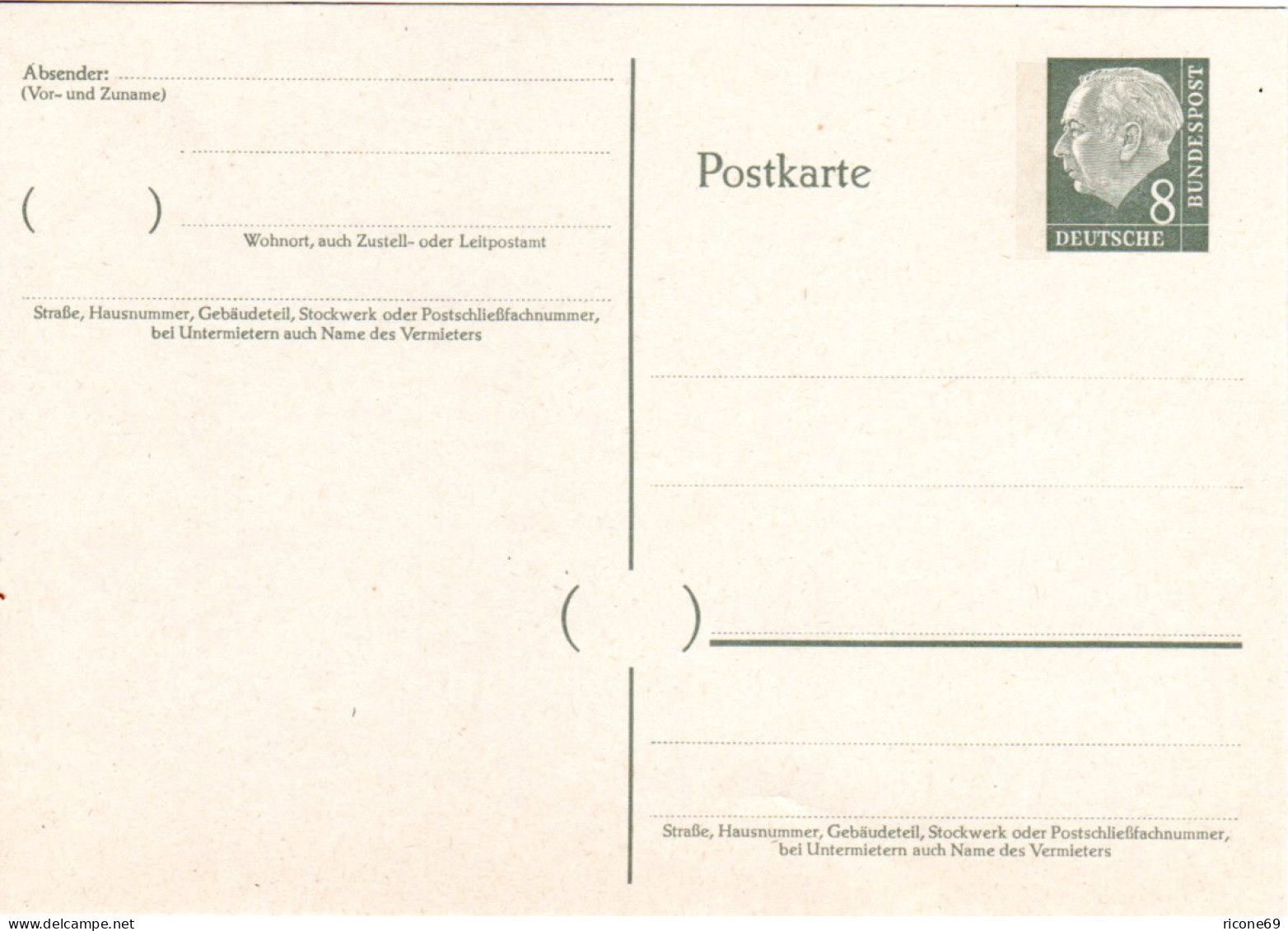 BRD P 36, Sauber Ungebr. 8 Pf. Heuss Ganzsache M. Phosphorstreifen - Covers & Documents