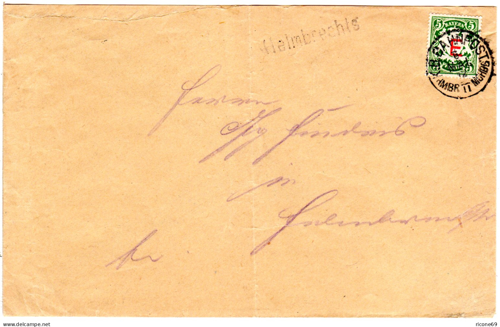 Bayern 1912, Helmbrechts Stations-L1 Auf Brief M. Bahnpost-K1 HMBR II MCHBG - Covers & Documents