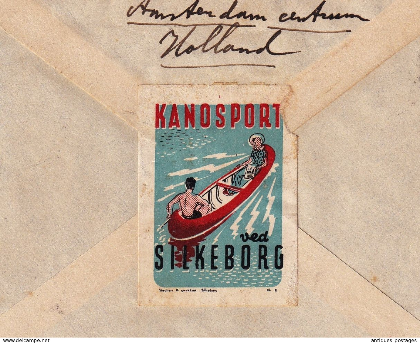 Pays Bas Amsterdam 1949 Holland Nederland Canoë Kanosport Ved Silkeborg - Briefe U. Dokumente