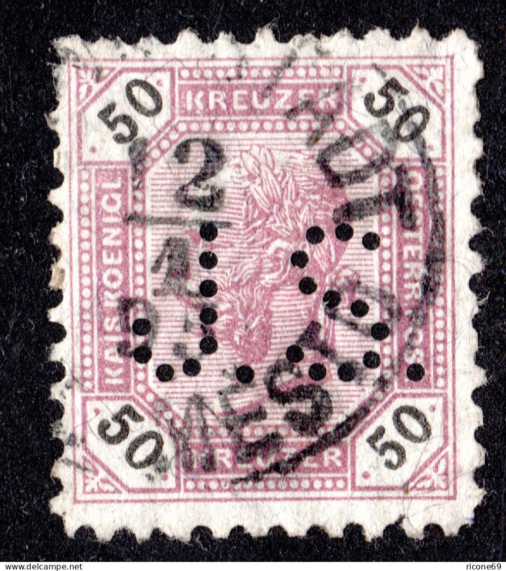 Österreich, 50 Kr. M. Perfin Firmenlochung J. S. - Lettres & Documents