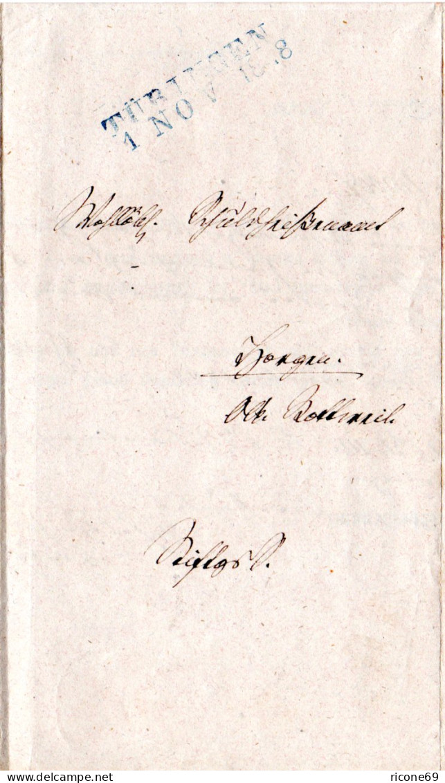 Württemberg 1848, L2 ROTTWEIL U. Innen TÜBINGEN Auf Wende Brief  - Préphilatélie