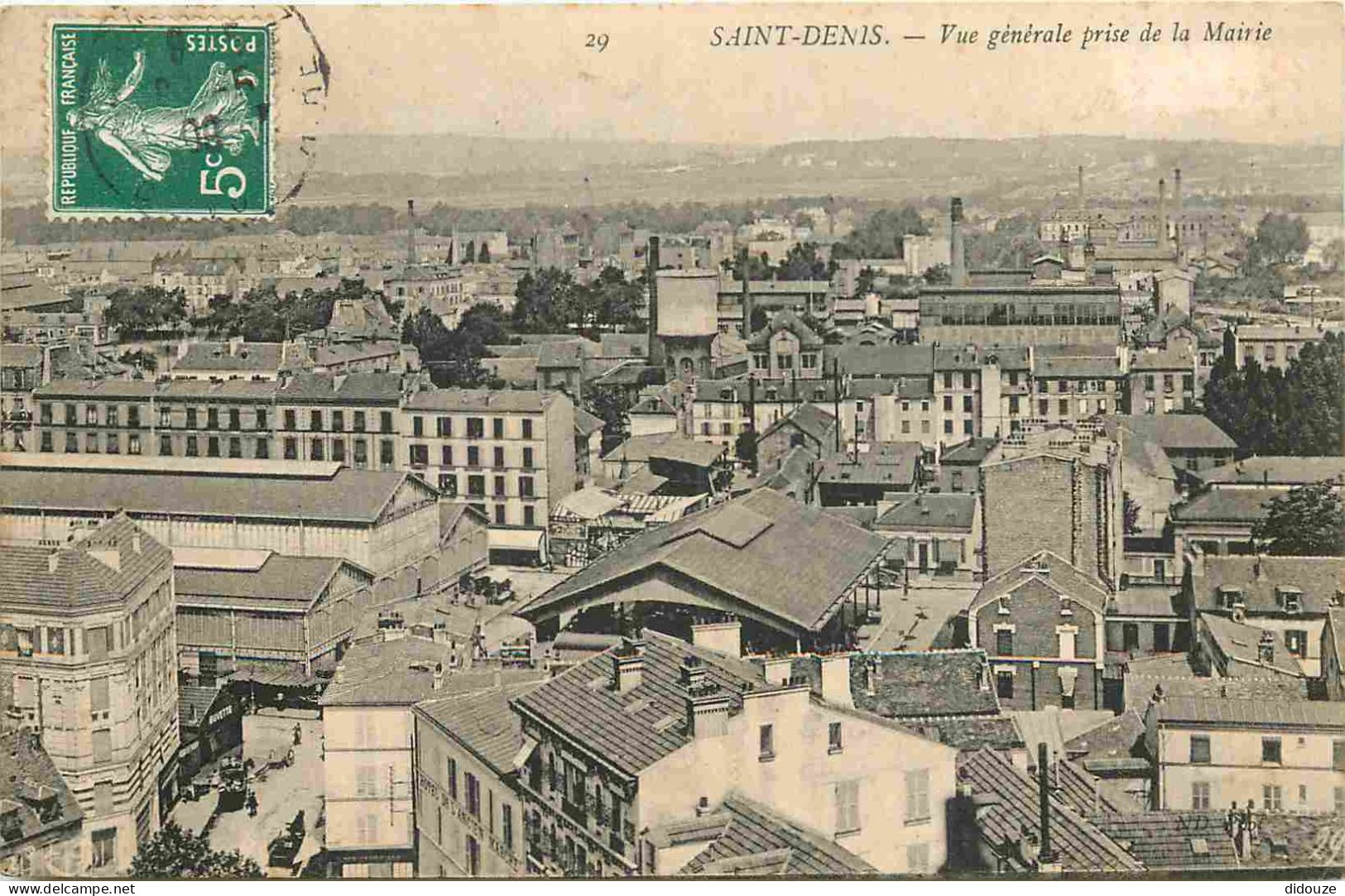 93 - Saint Denis - Vue Générale Prise De La Mairie - CPA - Oblitération Ronde De 1909 - Voir Scans Recto-Verso - Saint Denis
