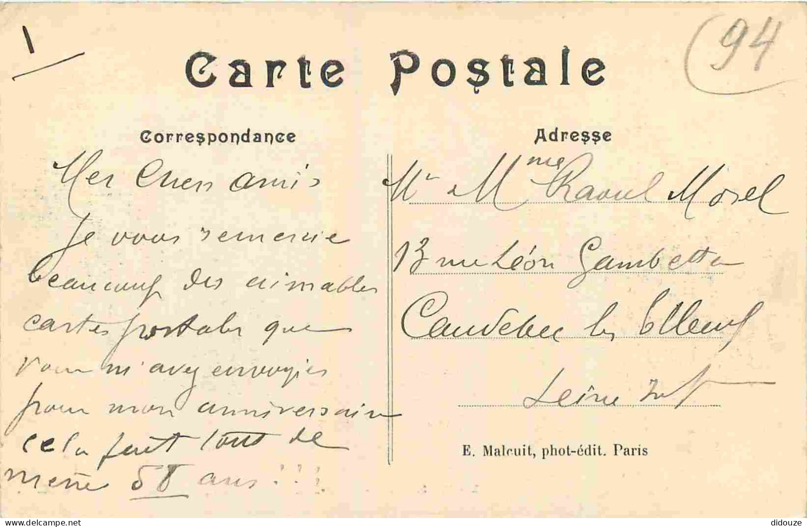 94 - Saint Mandé - Le Lac - Animée - Correspondance - CPA - Oblitération Ronde De 1913 - Voir Scans Recto-Verso - Saint Mande