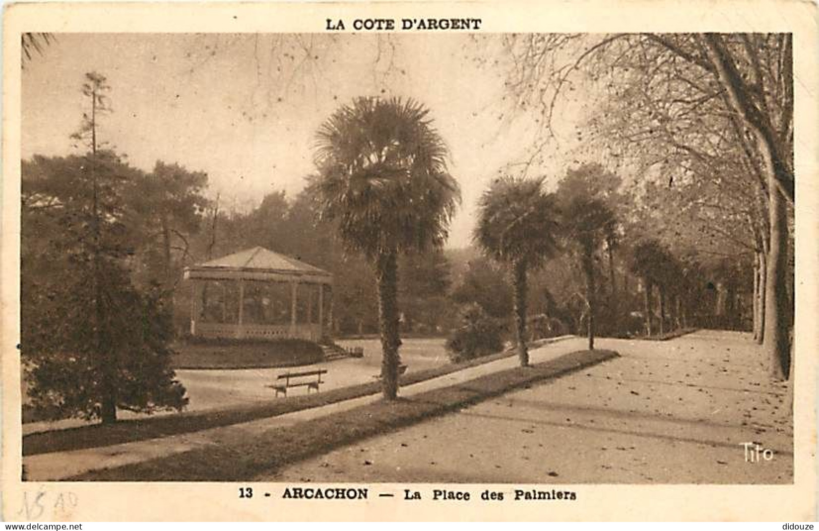33 - Arcachon - La Place Des Palmiers - Correspondance - Oblitération Ronde De 1958 - CPA - Voir Scans Recto-Verso - Arcachon