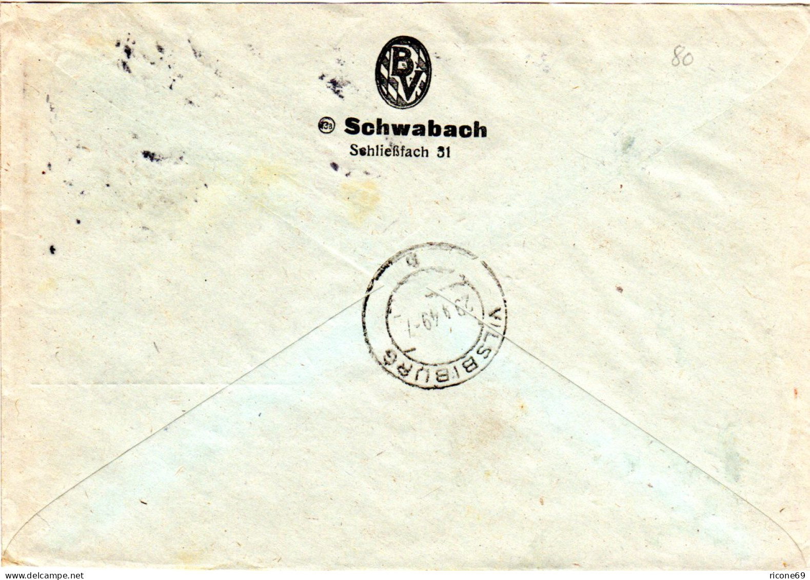 1949, MeF 3er-Streifen 20 Pf. Auf Einschreiben Brief V. 13a SCHWABACH - Briefe U. Dokumente