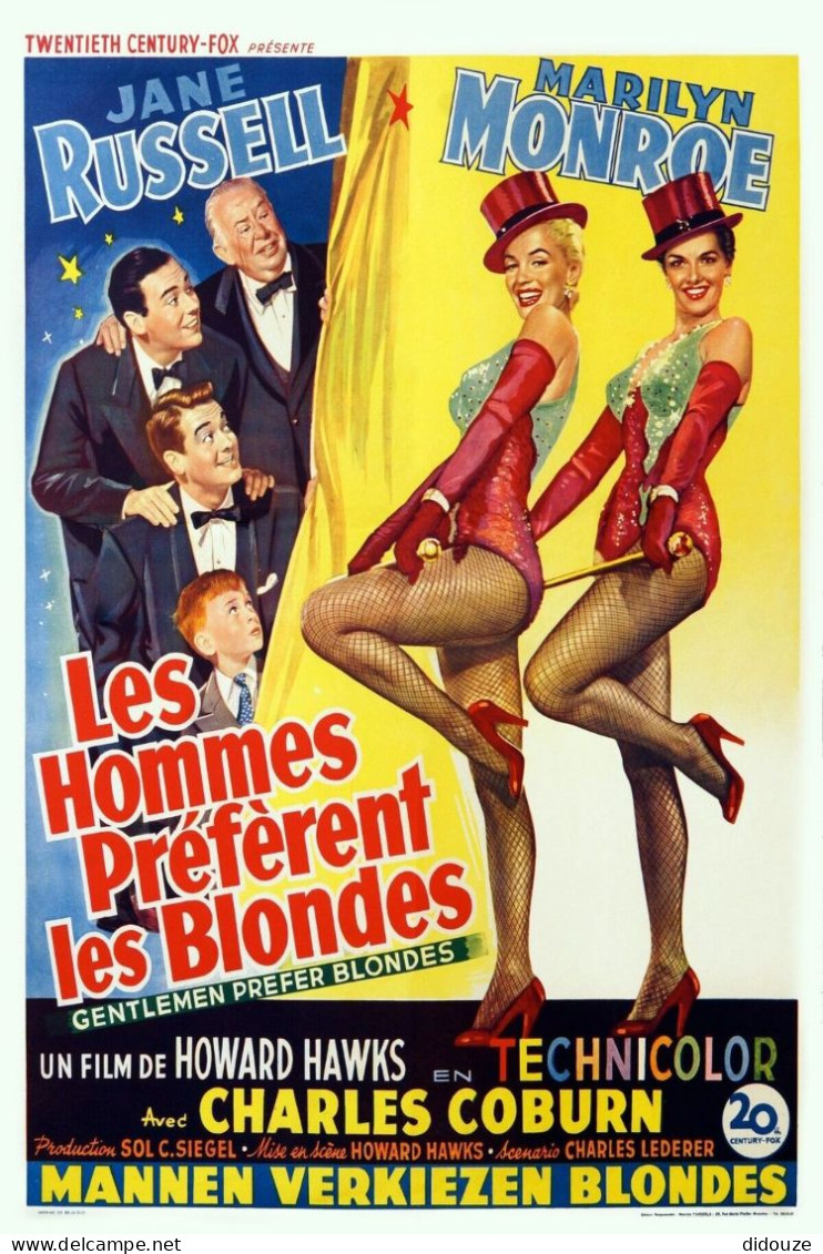 Cinema - Les Hommes Préfèrent Les Blondes - Jane Russell - Marilyn Monroe - Cabaret Illustration Vintage - Affiche De Fi - Affiches Sur Carte