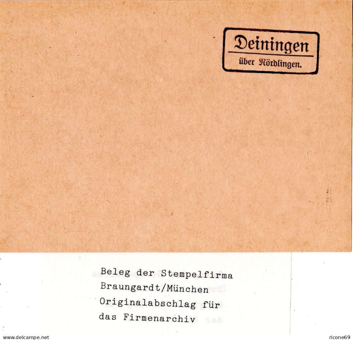 Landpoststellen Stpl. DEININGEN über Nördlingen, Originalprobe Aus Archiv - Lettres & Documents