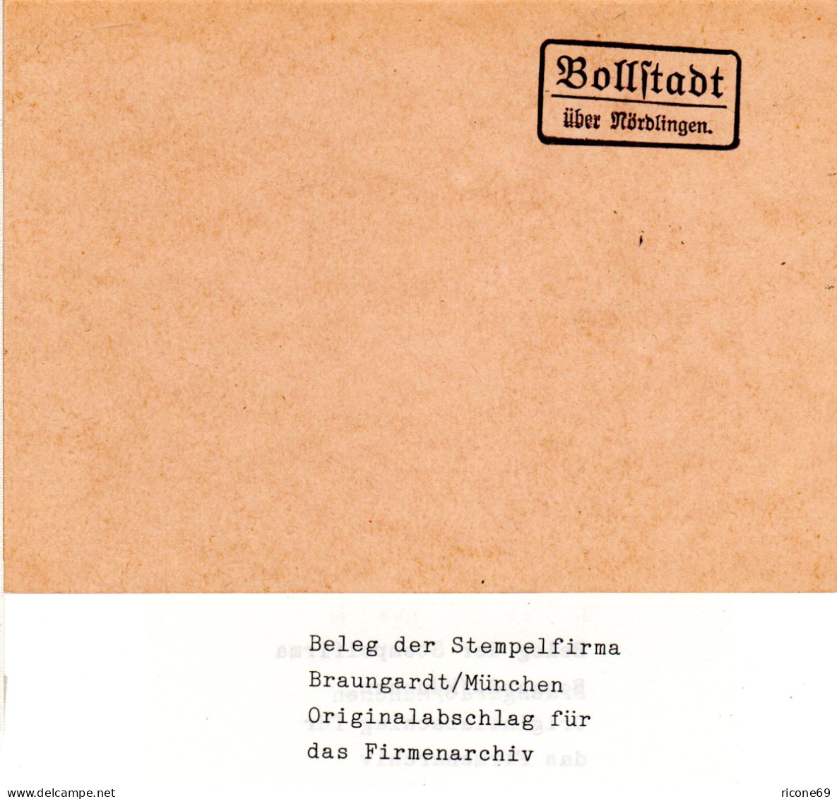 Landpoststellen Stpl. BOLLSTADT über Nördlingen, Originalprobe Aus Archiv - Covers & Documents