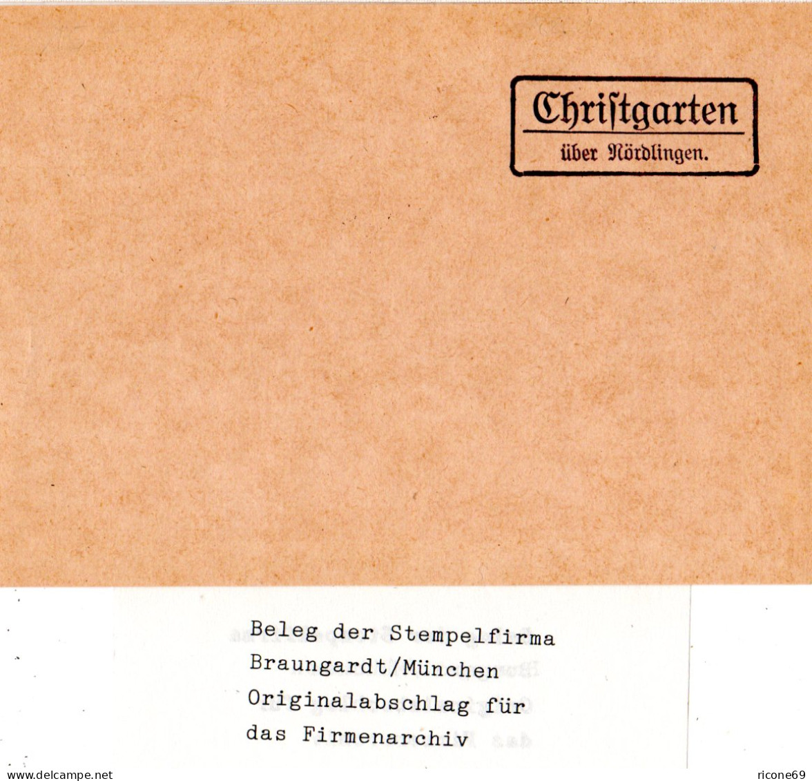 Landpoststellen Stpl. CHRISTGARTEN über Nördlingen, Originalprobe Aus Archiv - Covers & Documents