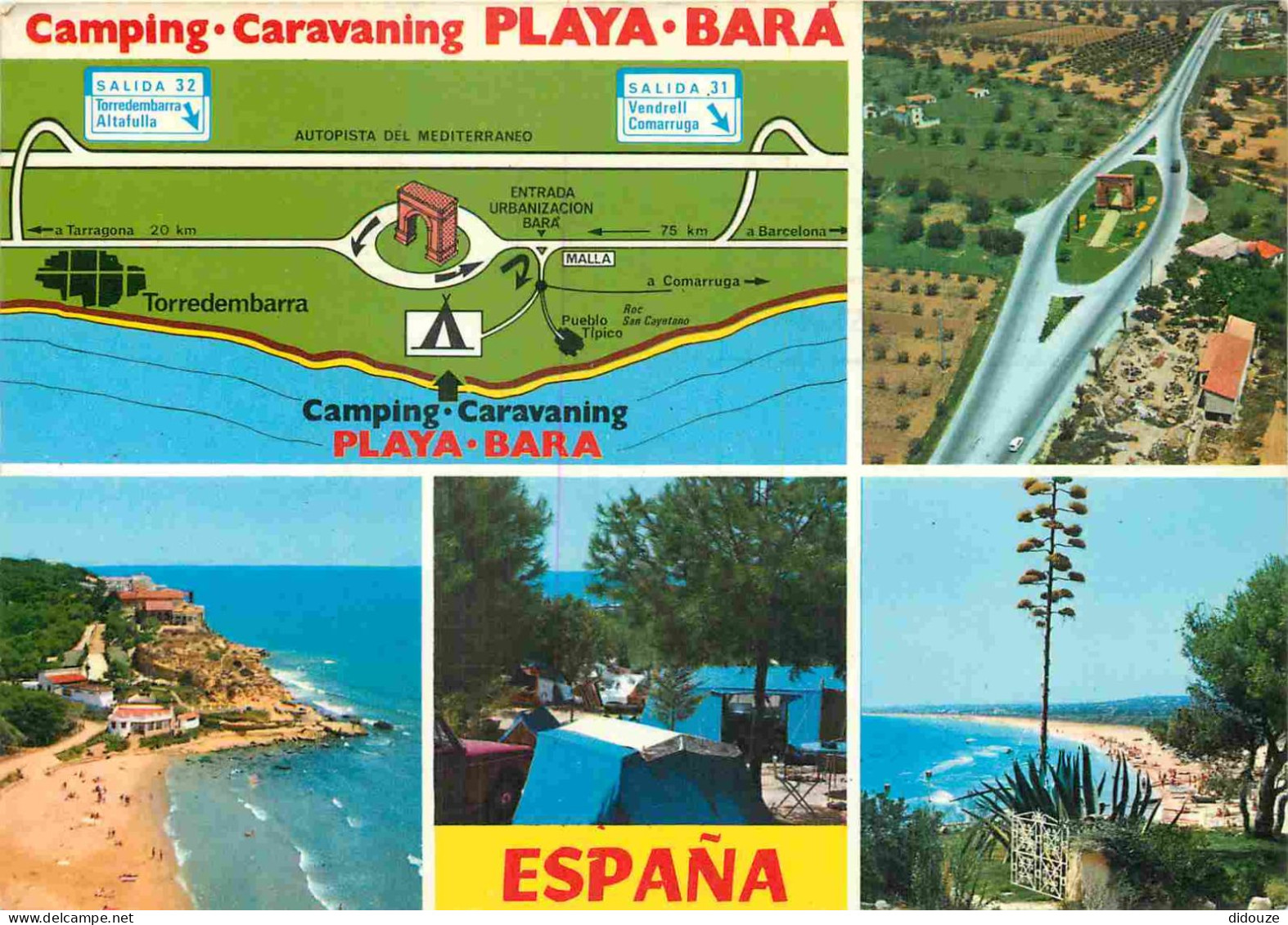 Espagne - Espana - Cataluna - Roda De Bara - Camping Playa Bara - Multivues - Carte Géographique - CPM - Voir Scans Rect - Tarragona