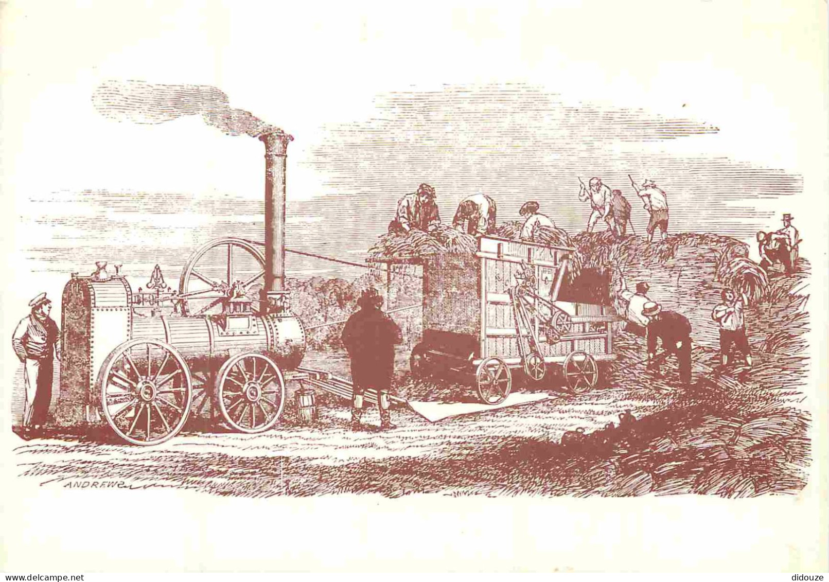 Reproduction CPA - Paysans - Victorian Farming - Hornsby's Portable Steam-engine And Threshing Machine - Front The Lllus - Farmers