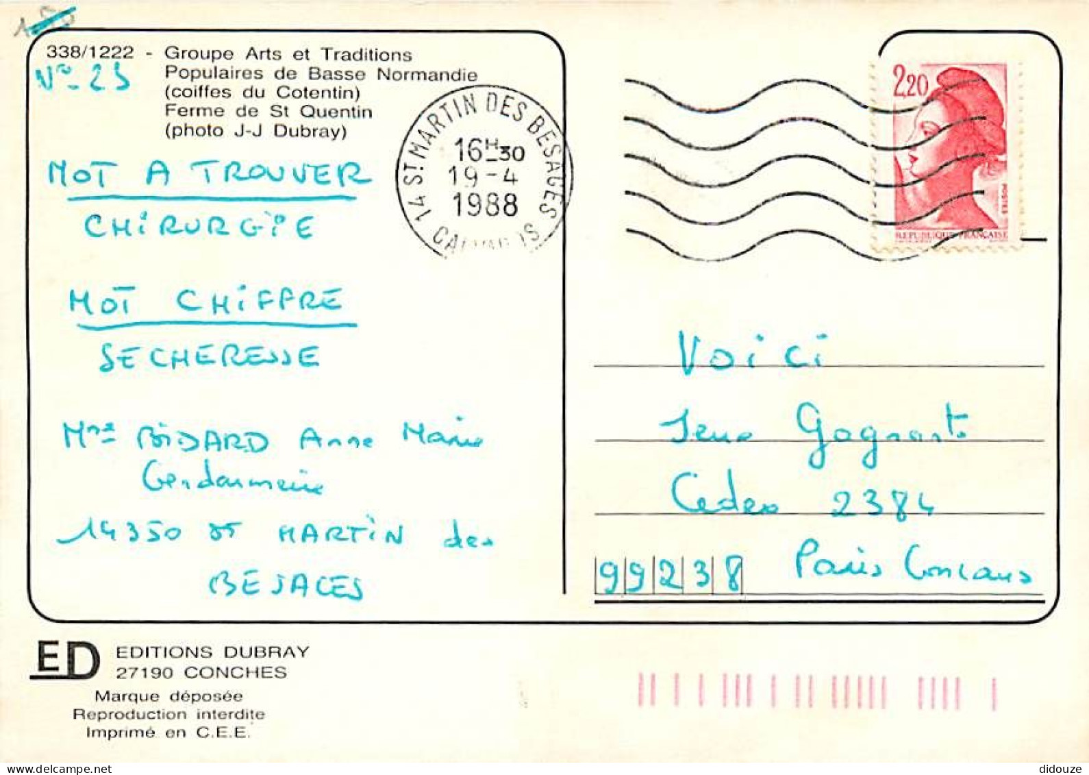 Folklore - Normandie - Groupe Arts Et Traditions Populaires De Basse Normandie - Coiffes Du Cotentin - Ferme De St Quent - Trachten