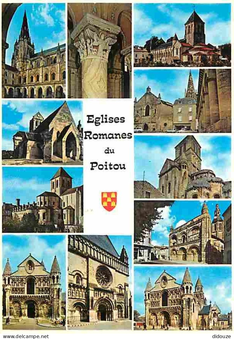 86 - Poitou - Eglises Romanes En Poitou - Multivues - Blasons - Flamme Postale De Saint Savin - CPM - Voir Scans Recto-V - Sonstige & Ohne Zuordnung