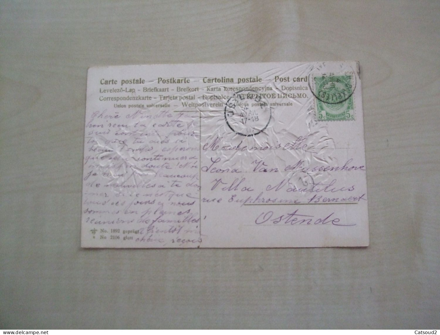 Carte Postale Ancienne 1907 CATHARINA KLEIN Oeillets Souvenir D' Amitié - Klein, Catharina
