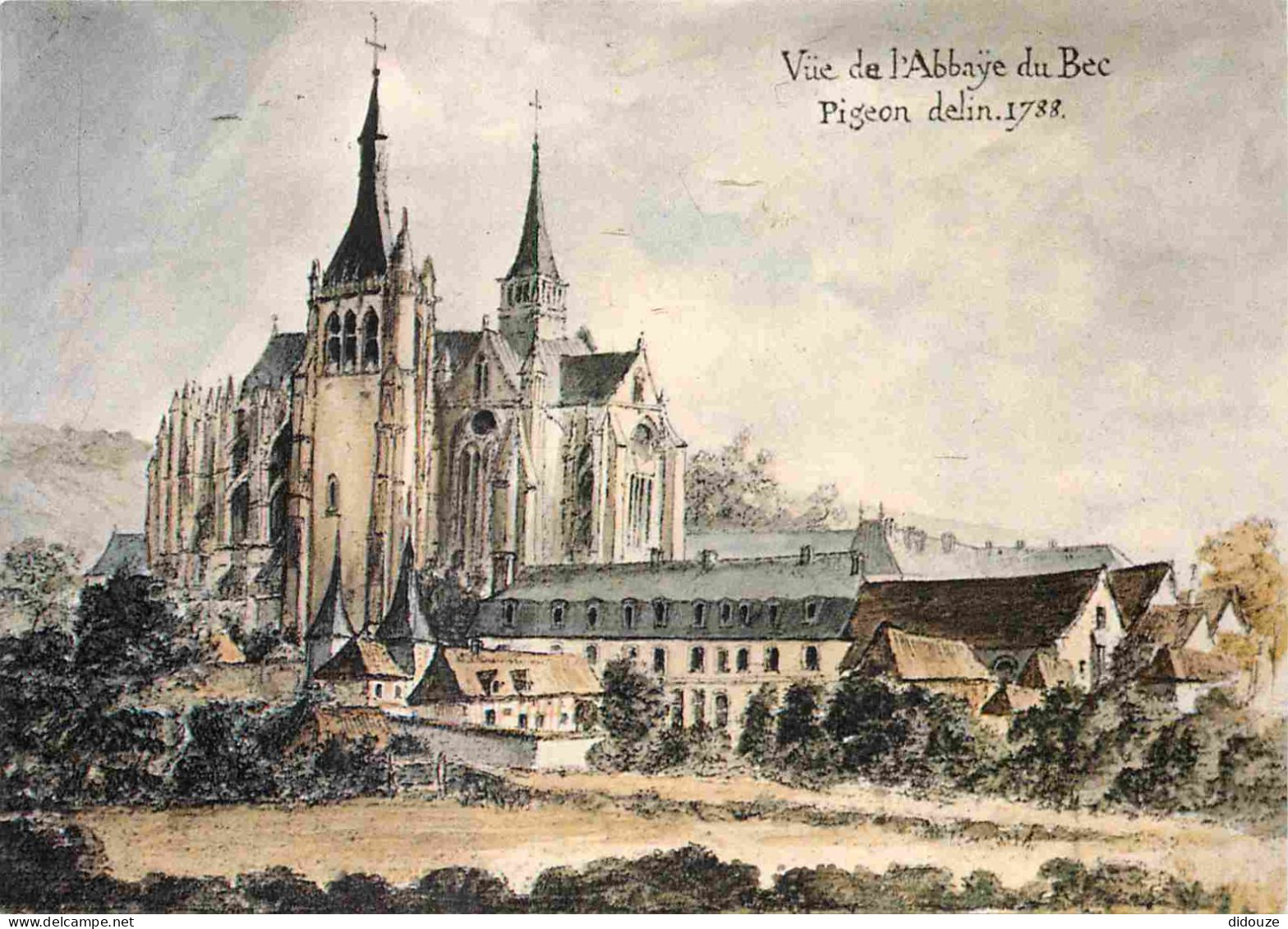 27 - Le Bec Hellouin - Abbaye Notre Dame - Vue Générale De L'abbaye En 1788 - Art Peinture - CPM - Carte Neuve - Voir Sc - Autres & Non Classés