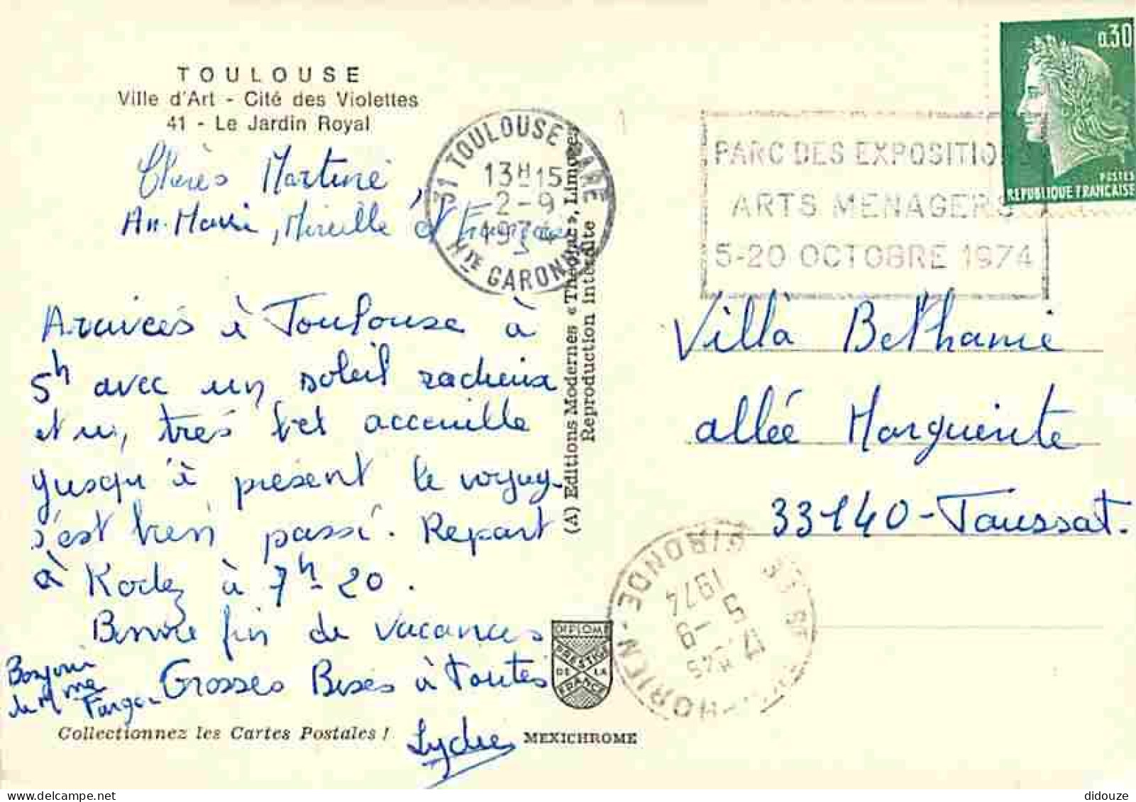 31 - Toulouse - Le Jardin Royal - Flamme Postale - CPM - Voir Scans Recto-Verso - Toulouse