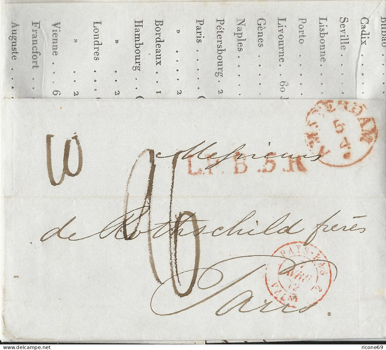 NL 5.4.1842, Porto Brief M. Gerduckten Wechselkursen V. Amsterdam N. Frankreich  - Autres & Non Classés