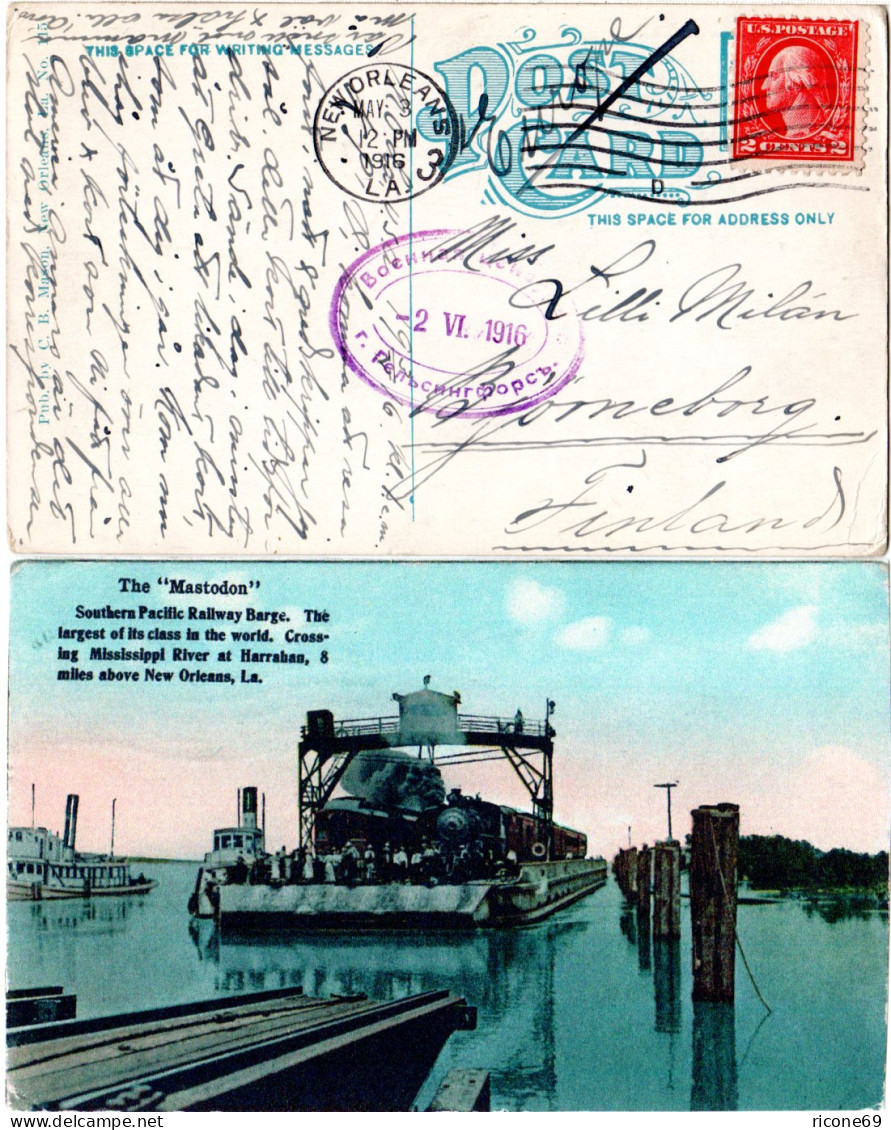USA, The Mastodon Pacific Railway Barge, 1916 Gebr. Eisenbahn Farb-AK - Autres & Non Classés