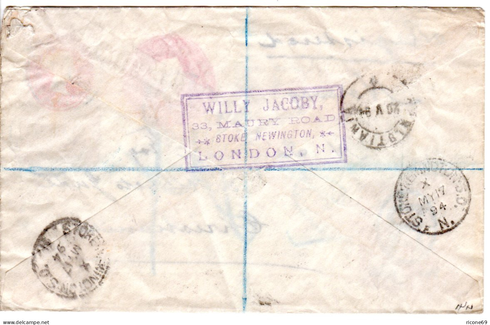 GB 1894,3+1/2d Privat Ganzsache Brief M. 1d Zusatz Per Einschreiben N. Norwegen - Autres & Non Classés
