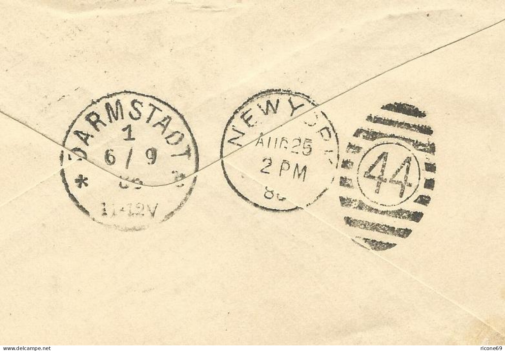 DR 1886, Klaucke Nr.47 DARMSTADT Rs. Als Ank.Stpl. Auf Brief V. Maysville, USA - Covers & Documents