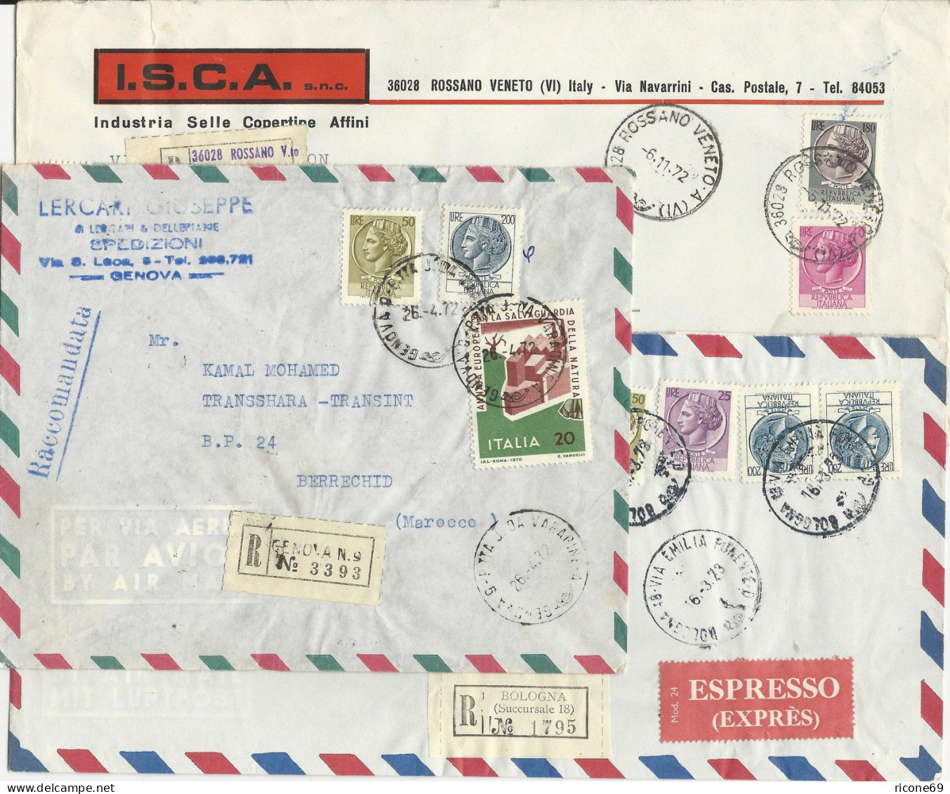 Italien, 3 Einschreiben Briefe Nach Marokko, 1x Express. Destination! #s64 - Unclassified
