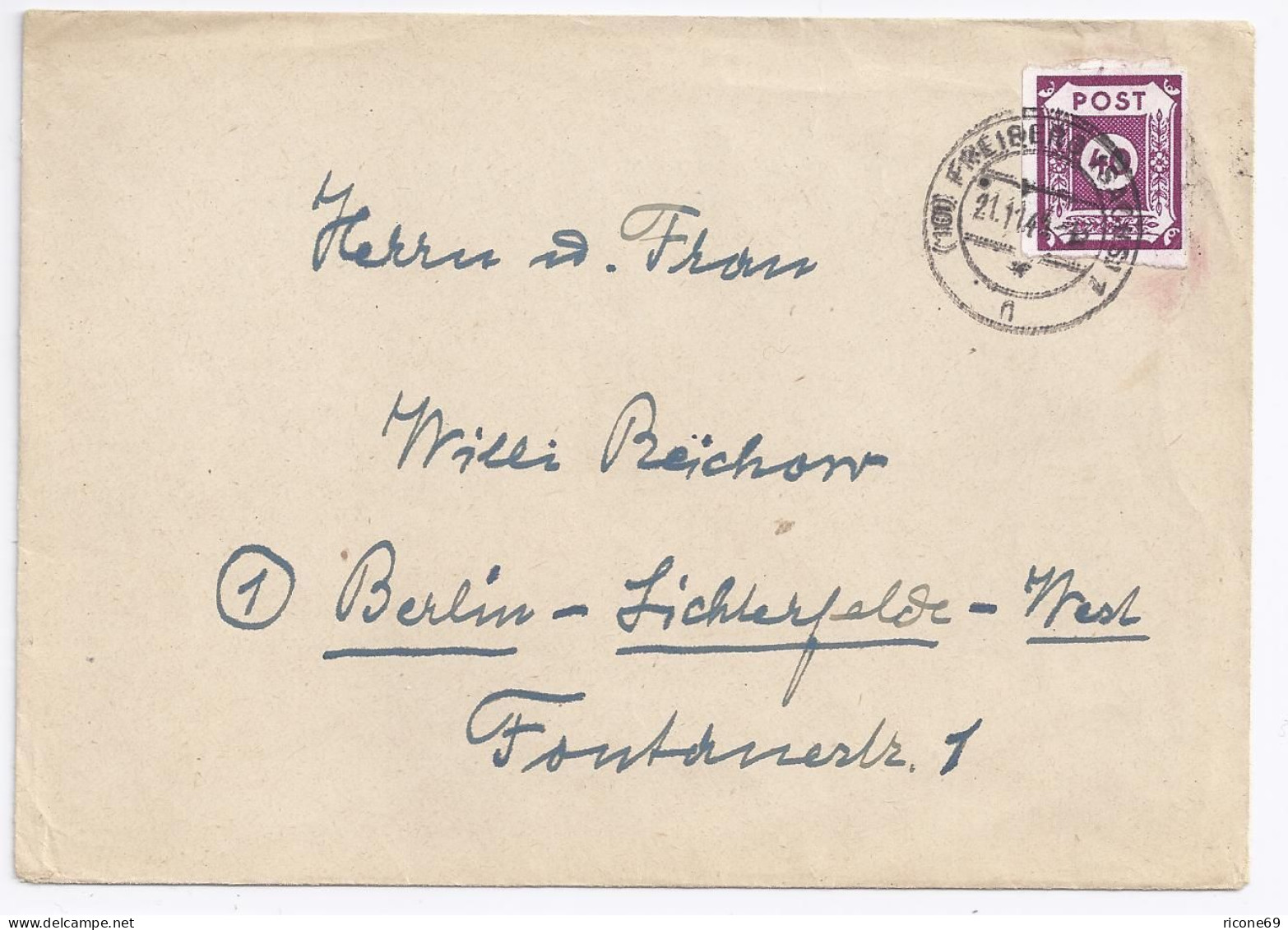 SBZ 1945, EF 40 Pf. Auf  Brief (Porto Bis 500 G) V. Freiberg Sachsen.  #1052 - Brieven En Documenten