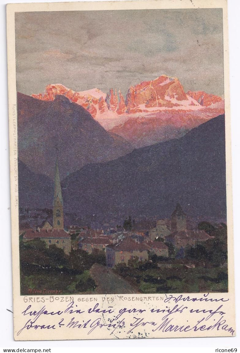 Italien, Gries Bozen Gg. Den Rosengarten, Südtirol Alto Adige Künstler AK.#461 - Autres & Non Classés