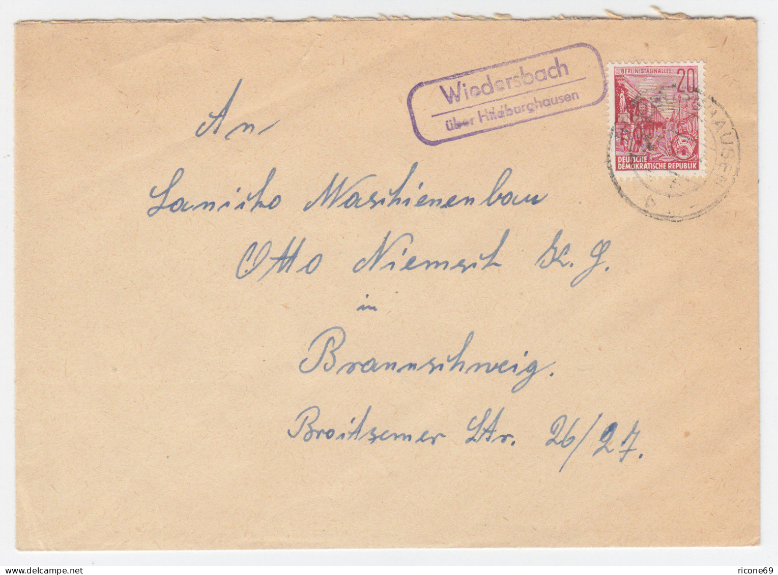 DDR, Wiedersbach über Hildburghausen, Landpost Stpl. Auf Brief M. 20 Pf. #1994 - Lettres & Documents