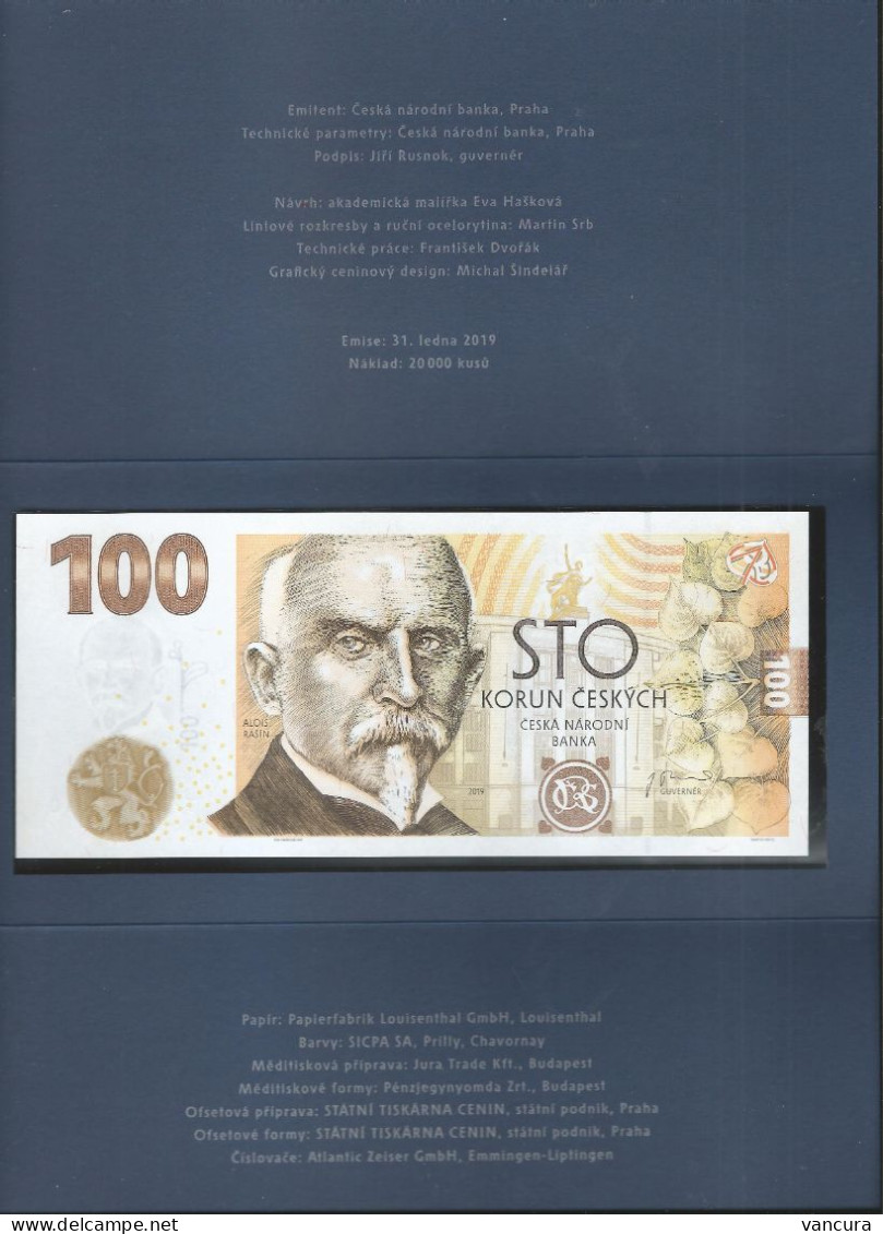 Czech Republic 100 Kc Banknote Rasin 2019 - Czech Republic