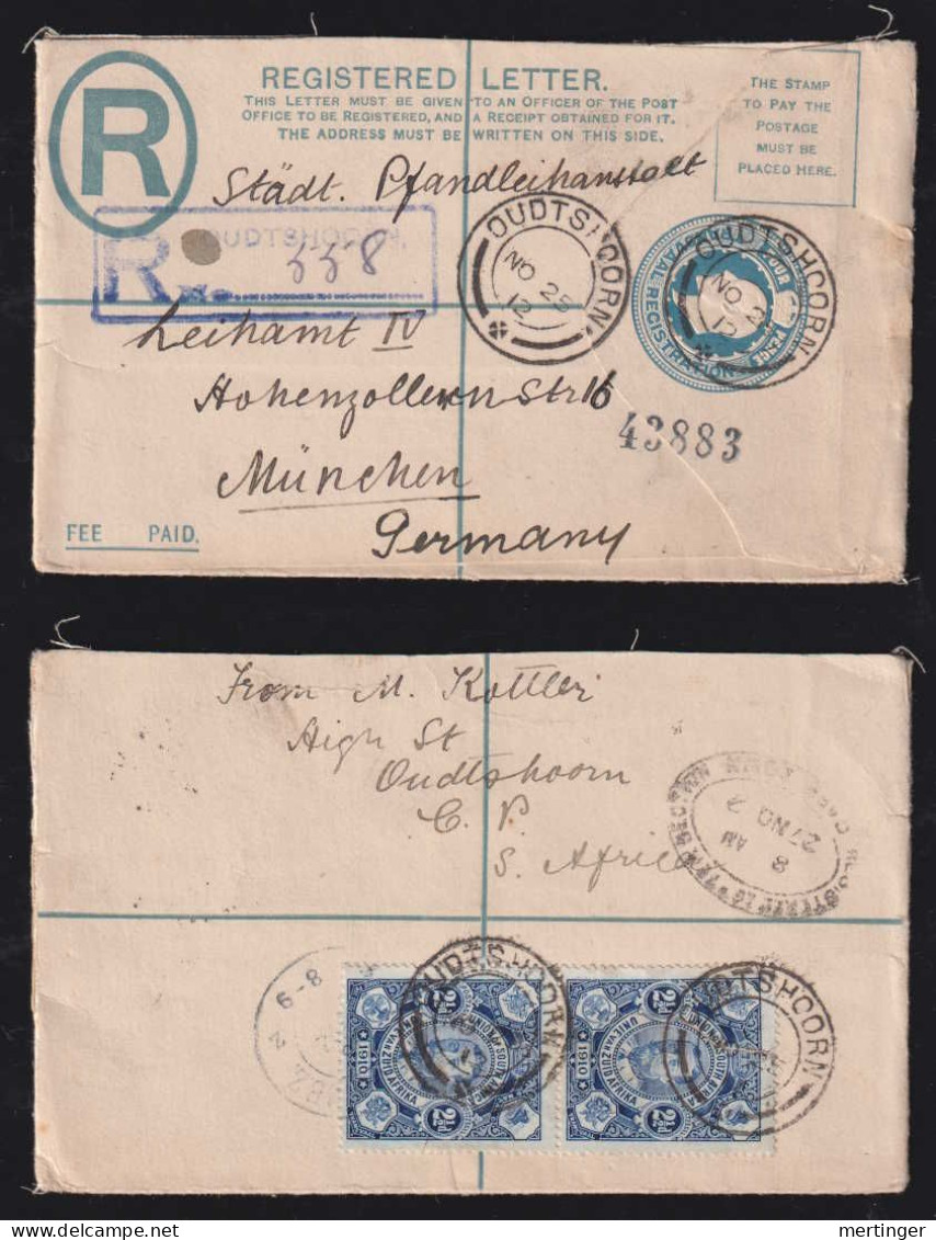 Transvaal 1912 Uprated Registered Stationery OUDTSHOORN X MUNICH Germany - Transvaal (1870-1909)