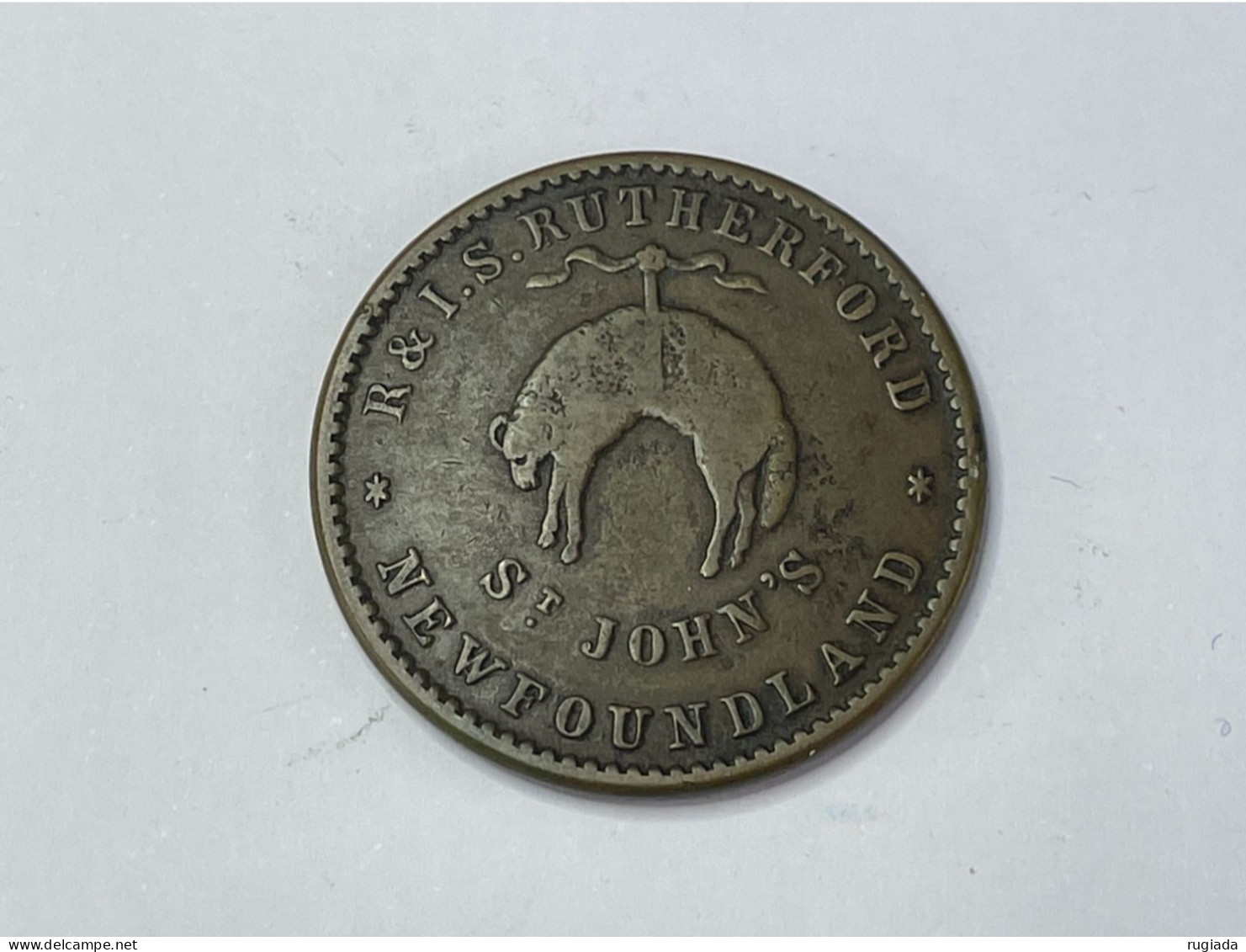 1841 Canada New Foundland Rutherford St John's Sheep 1/2 Half Penny, Fine - Canada