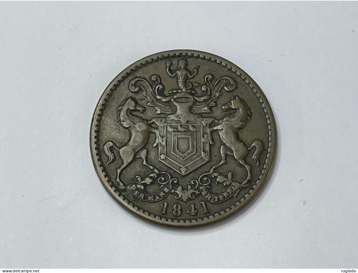 1841 Canada New Foundland Rutherford St John's Sheep 1/2 Half Penny, Fine - Canada