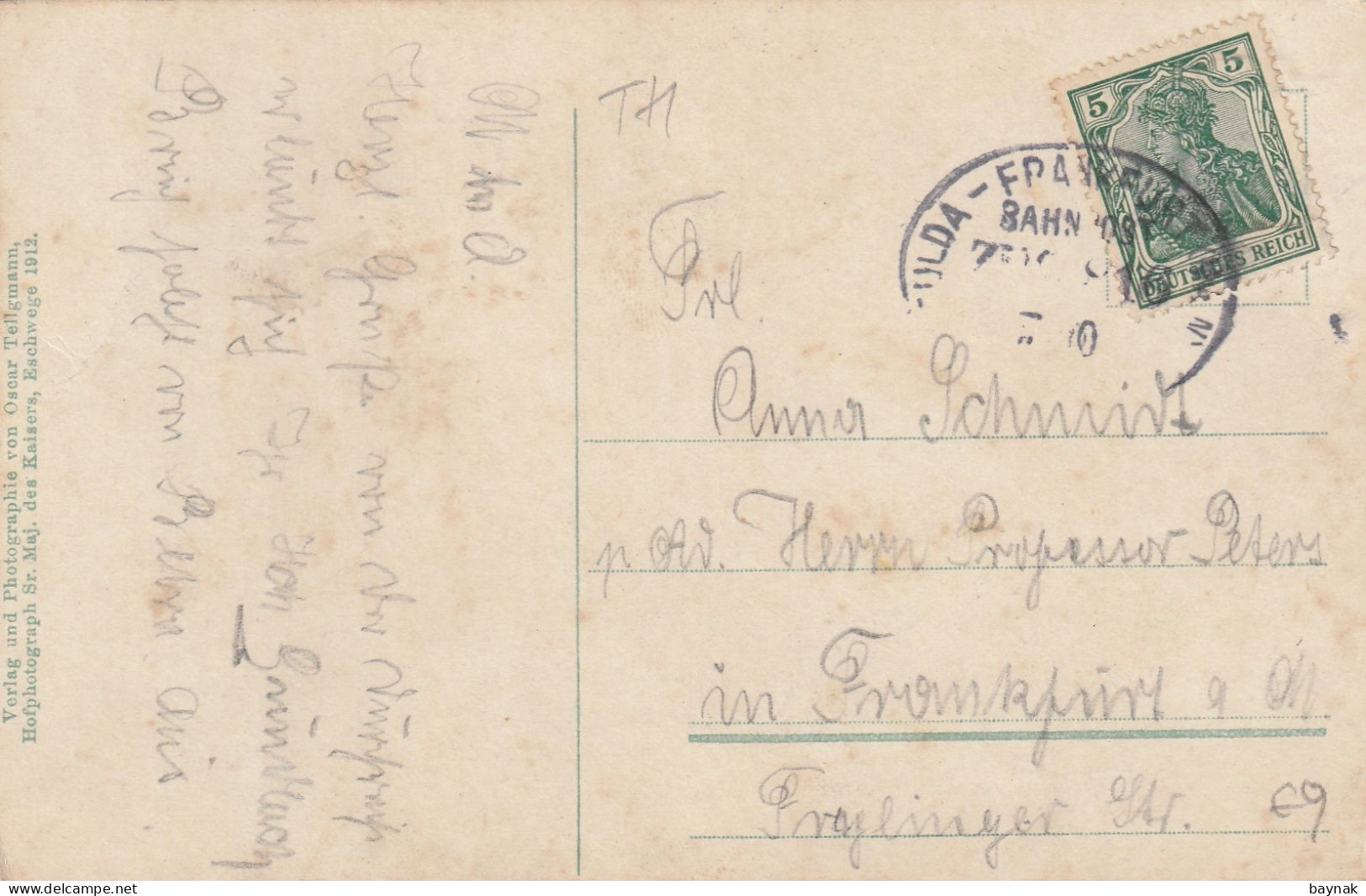 DE400  --  BURG HANSTEIN I. WERRATAL  --  BAHNPOST FULDA - FRANKFURT  1912 - Autres & Non Classés