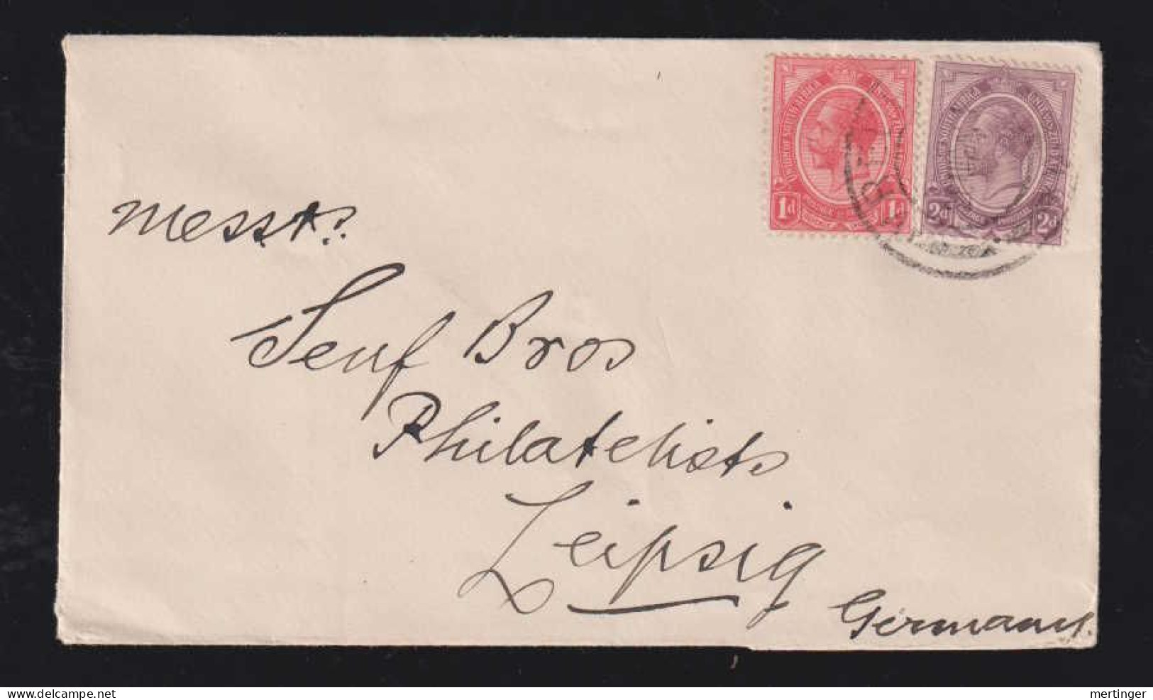 South Africa 1923 Cover 1d + 2d  VREDE X LEIPZIG Germany - Lettres & Documents