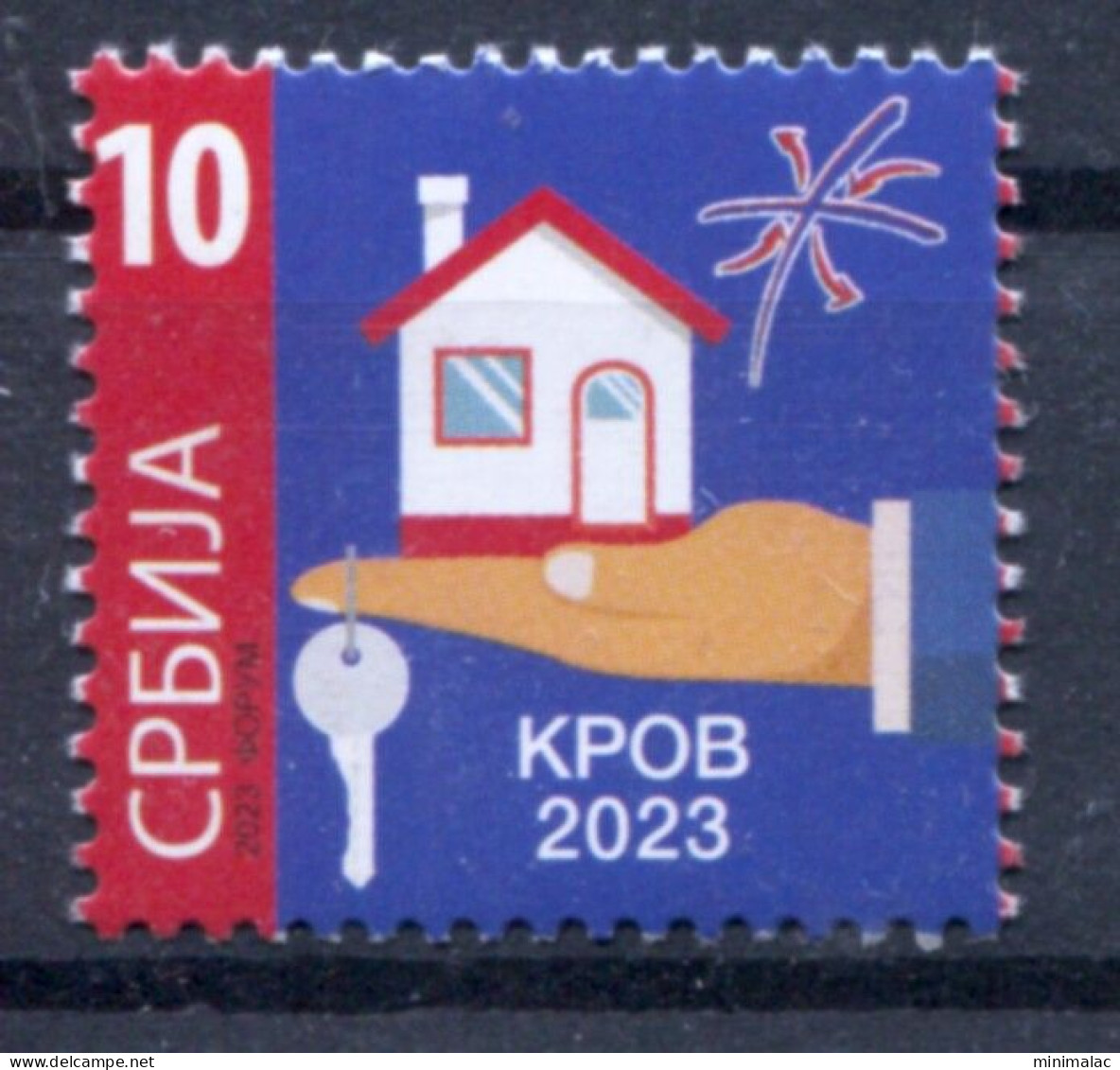 Serbia 2023, Roof For Refugees, Charity Stamp, Additional Stamp 10d MNH - Serbie