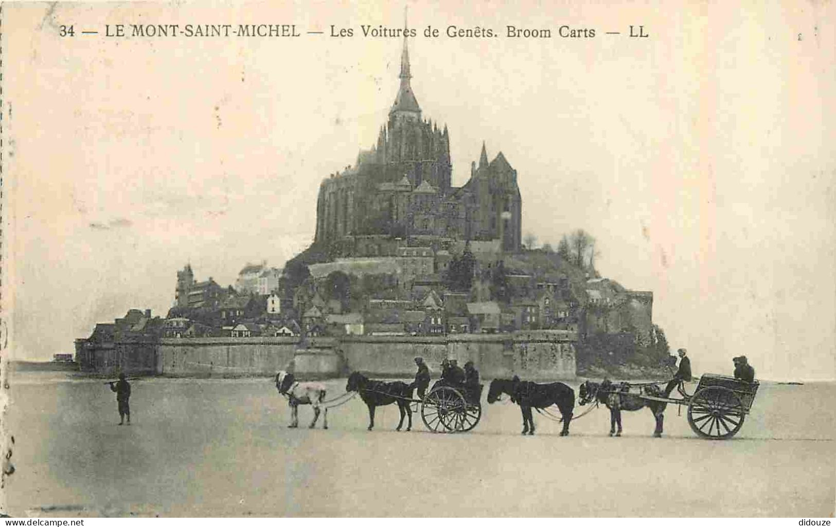 50 - Mont Saint Michel - Les Voitures De Genets - Broom Carts - CPA - Oblitération Ronde De 1928 - Carte Provenant D'un  - Le Mont Saint Michel