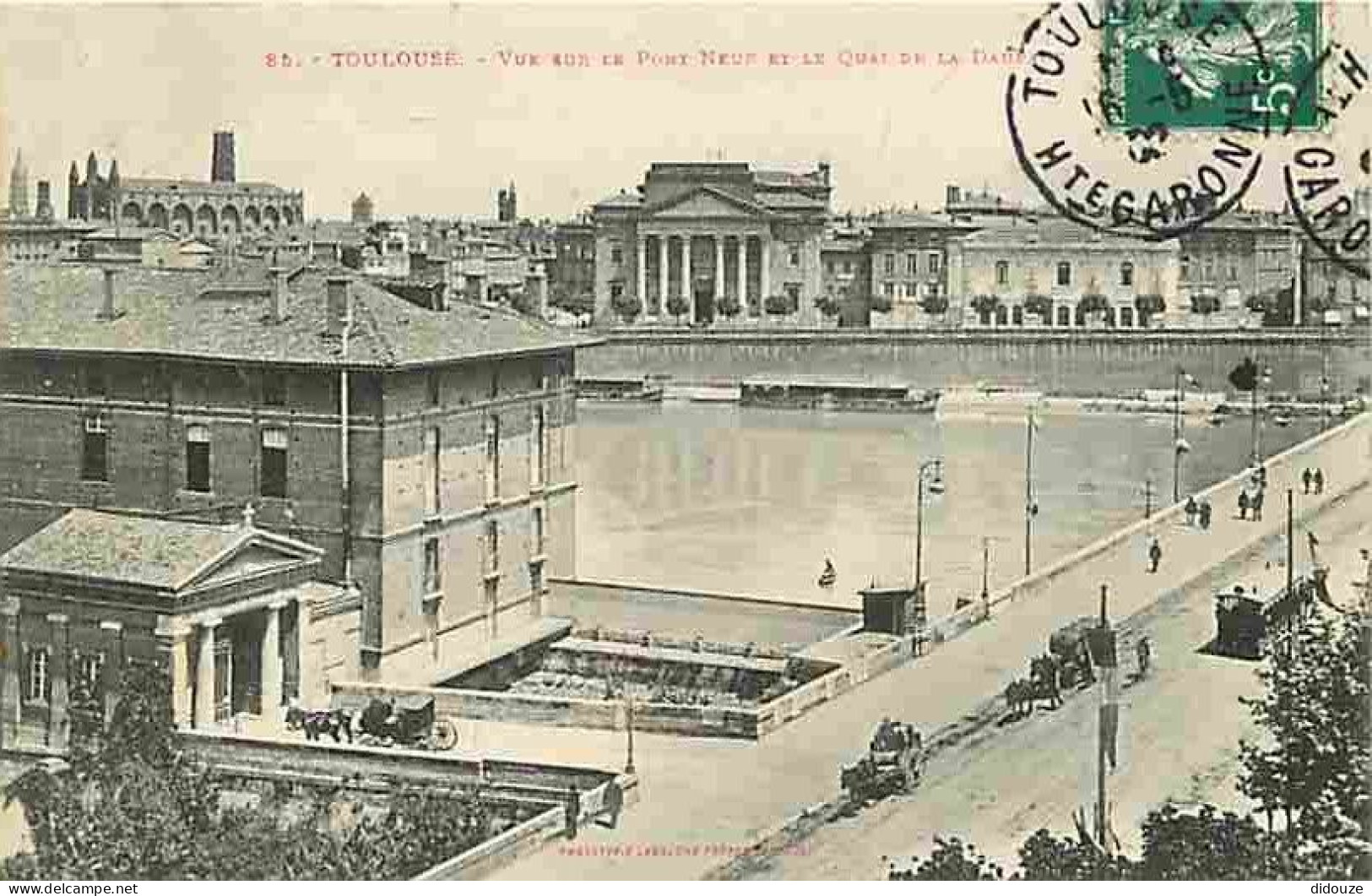 31 - Toulouse - Vue Sur Le Pont Neuf Et Le Quai De La Daurade - Animée - Oblitération Ronde De 1908 - Etat Léger Pli Vis - Toulouse