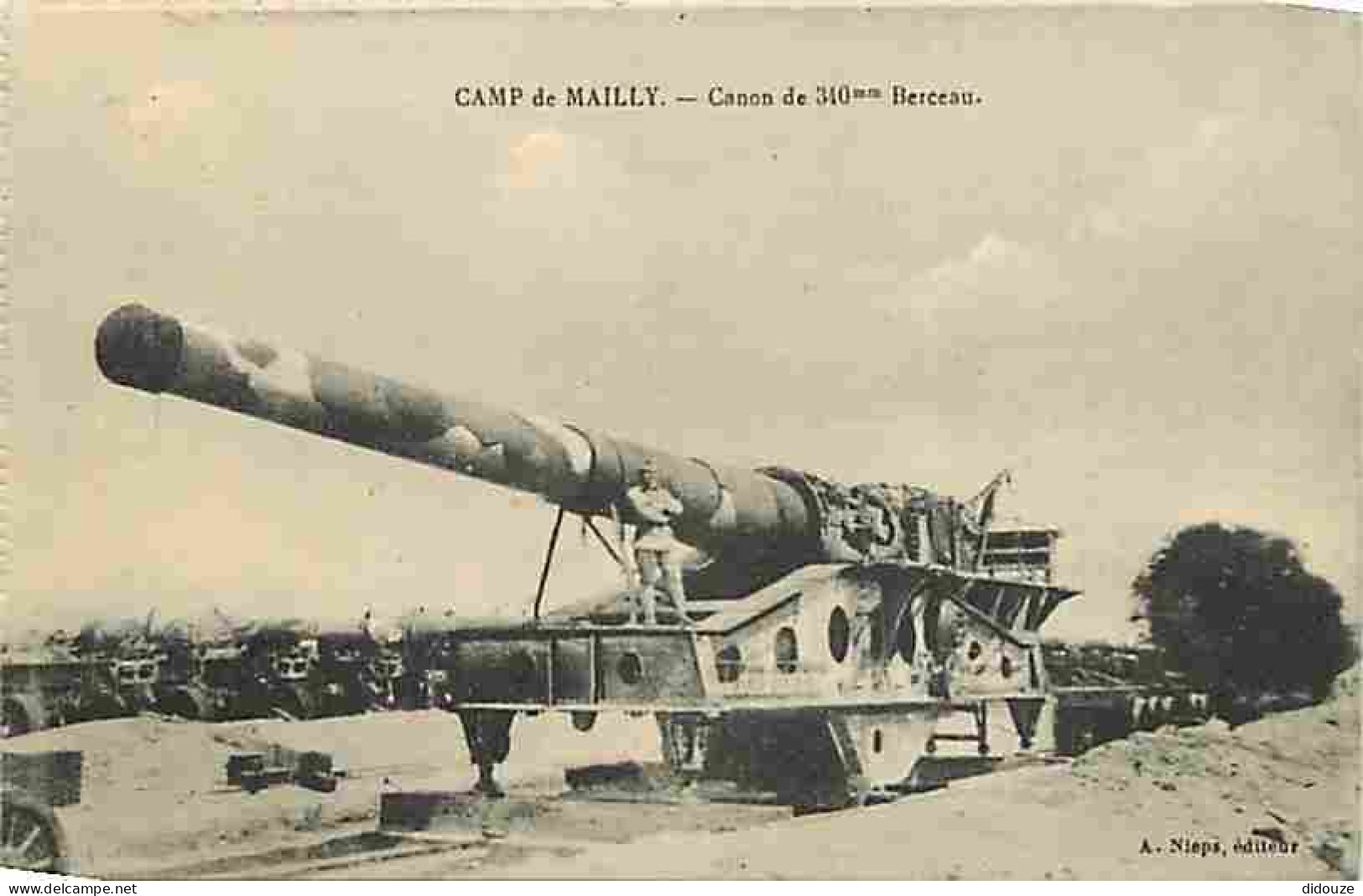 10 - Camp De Mailly - Canon De 340mm Berceau - Animée - Militaria - Correspondance - CPA - Voir Scans Recto-Verso - Mailly-le-Camp