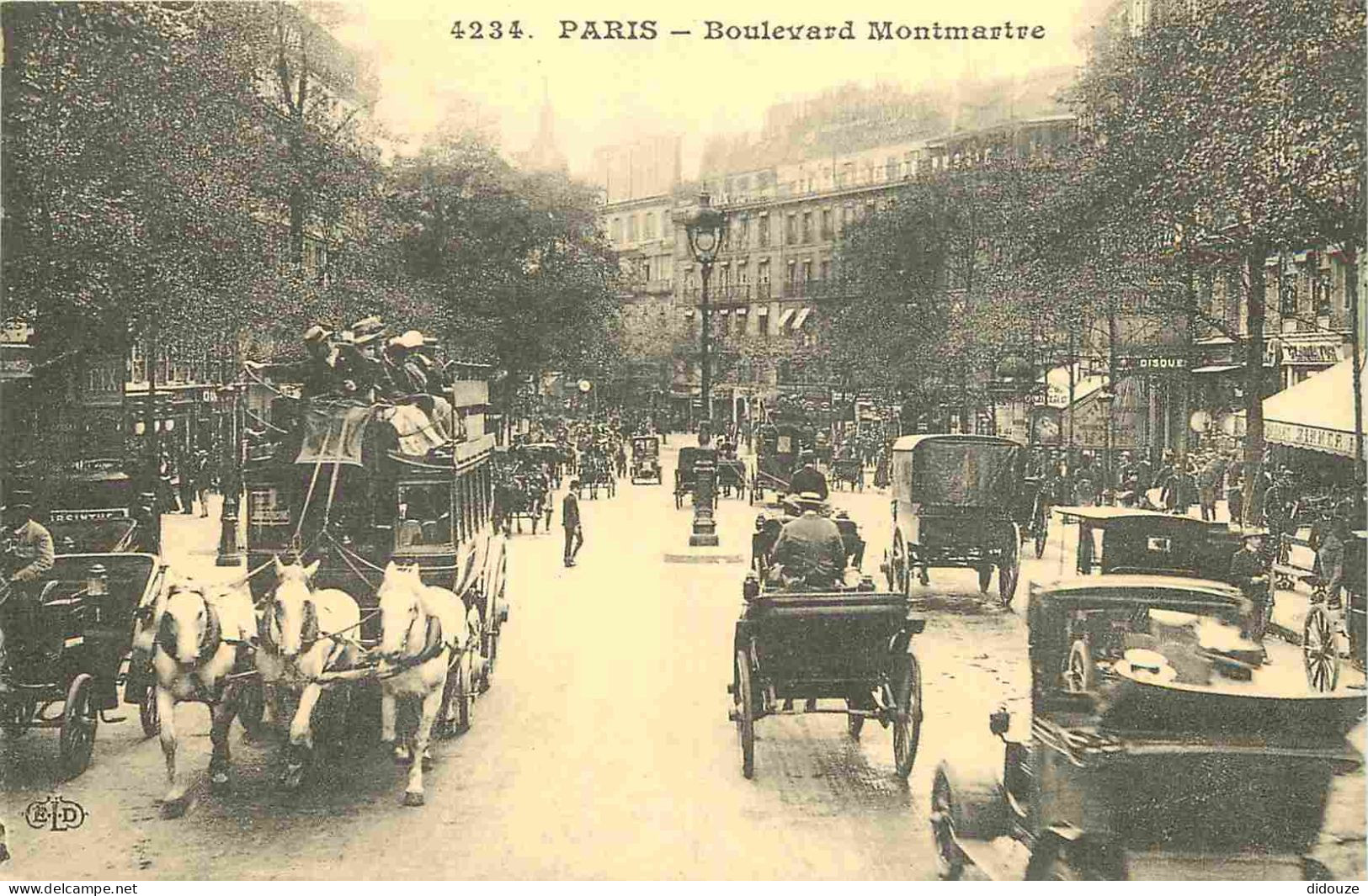 Reproduction CPA - 75 Paris - Boulevard Montmartre - Automobiles - Attelage - C'était La France - No 447 - CPM Format CP - Autres & Non Classés