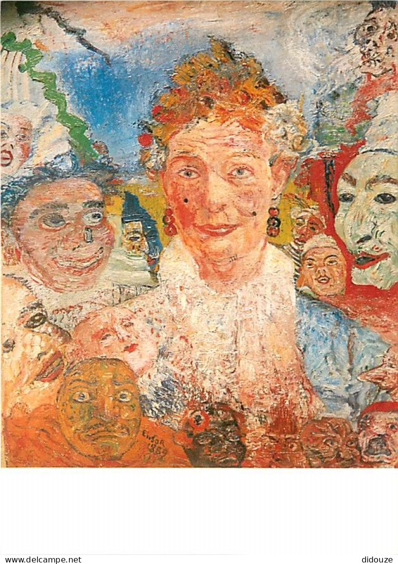 Art - Peinture - James Ensor - Vieille Femme Aux Masques - Gent Museum Voor Schone Kunsten - CPM - Carte Neuve - Voir Sc - Peintures & Tableaux