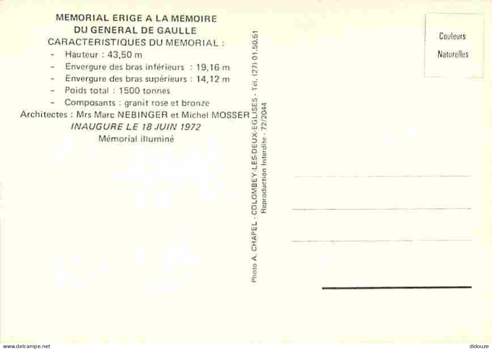52 - Colombey Les Deux Eglises - Mémorial Du Général De Gaulle - Croix De Lorraine - Vue De Nuit - Carte Neuve - CPM - V - Colombey Les Deux Eglises
