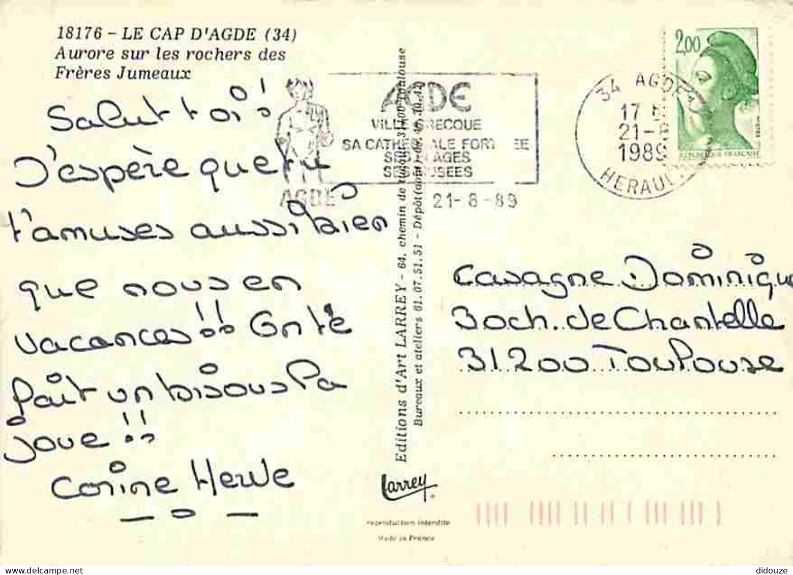 34 - Le Cap D'Agde - Aurore Sur Les Rochers Des Frères Jumeaux - Flamme Postale De Agde - CPM - Voir Scans Recto-Verso - Agde