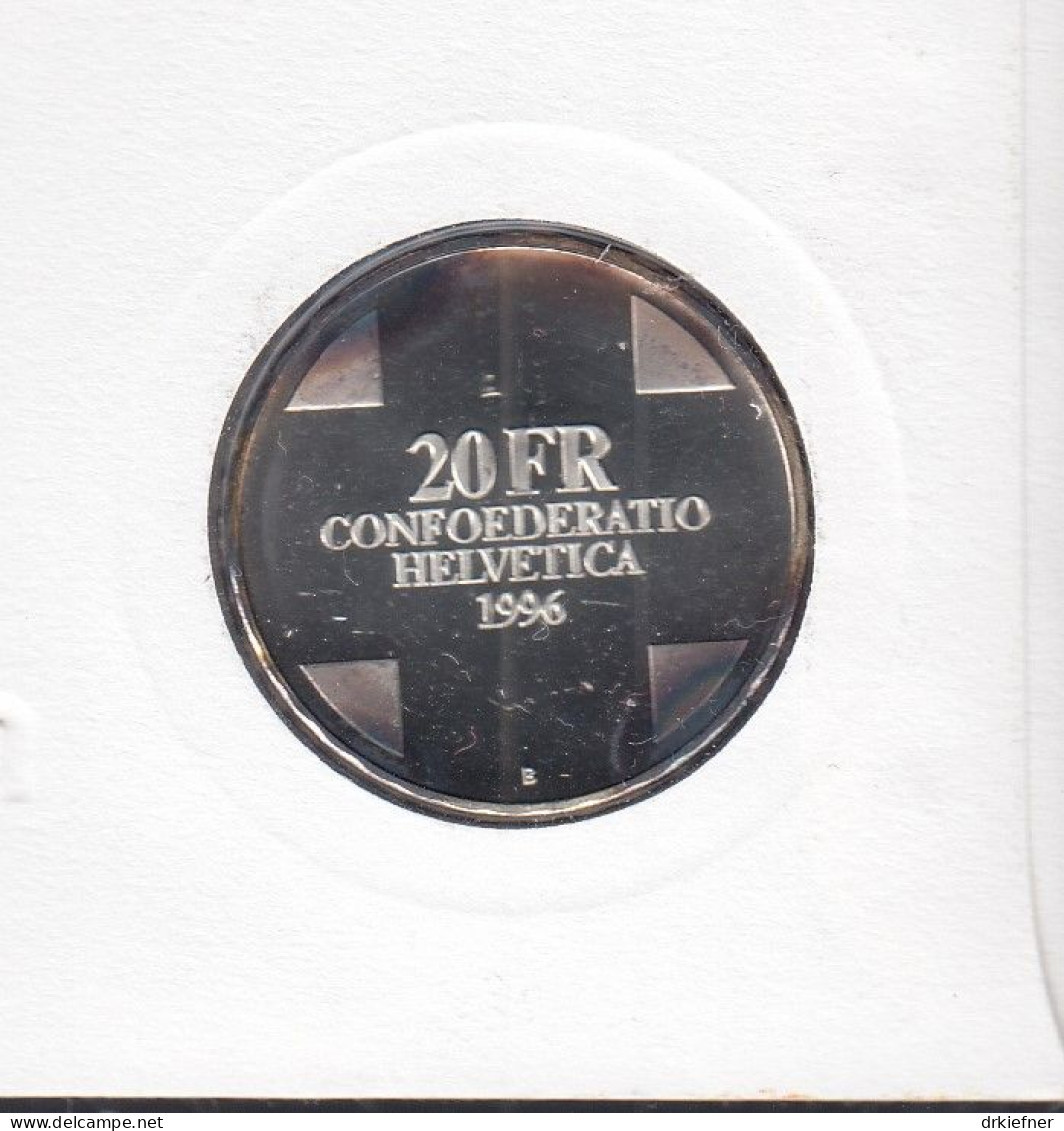 SCHWEIZ Numisbrief Mit Amtlicher 20 SFr Silbermünze, 1996, Stempel St-Ursanne, Marke Mi.Nr.1141, Riese Gargantua - Lettres & Documents